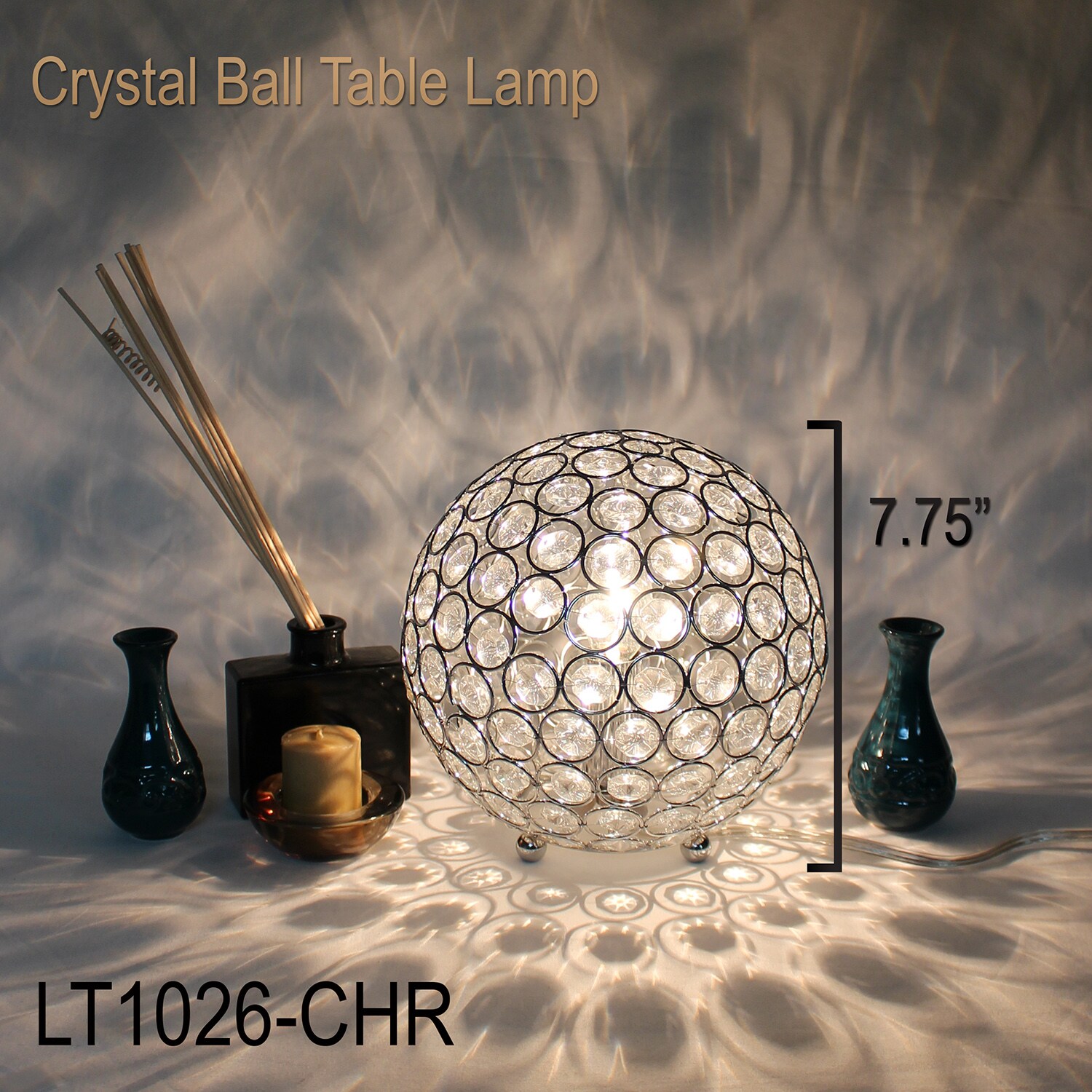 elegant designs crystal ball table lamp