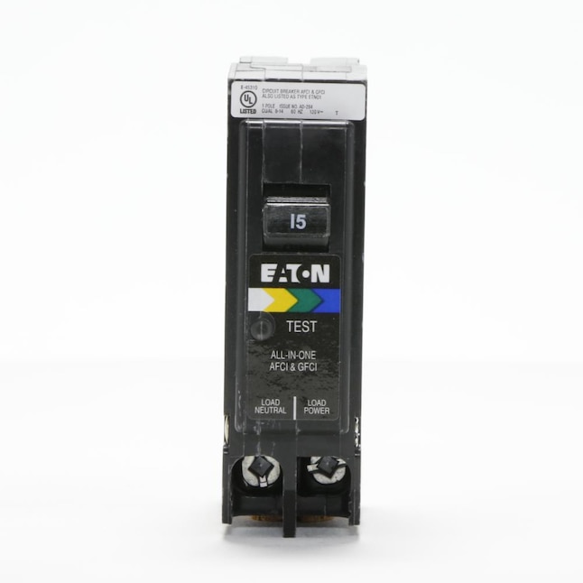 Eaton Type BR 15-Amp 1-Pole Dual Function AFCI/GFCI Plug-On Neutral Circuit  Breaker in the Circuit Breakers department at