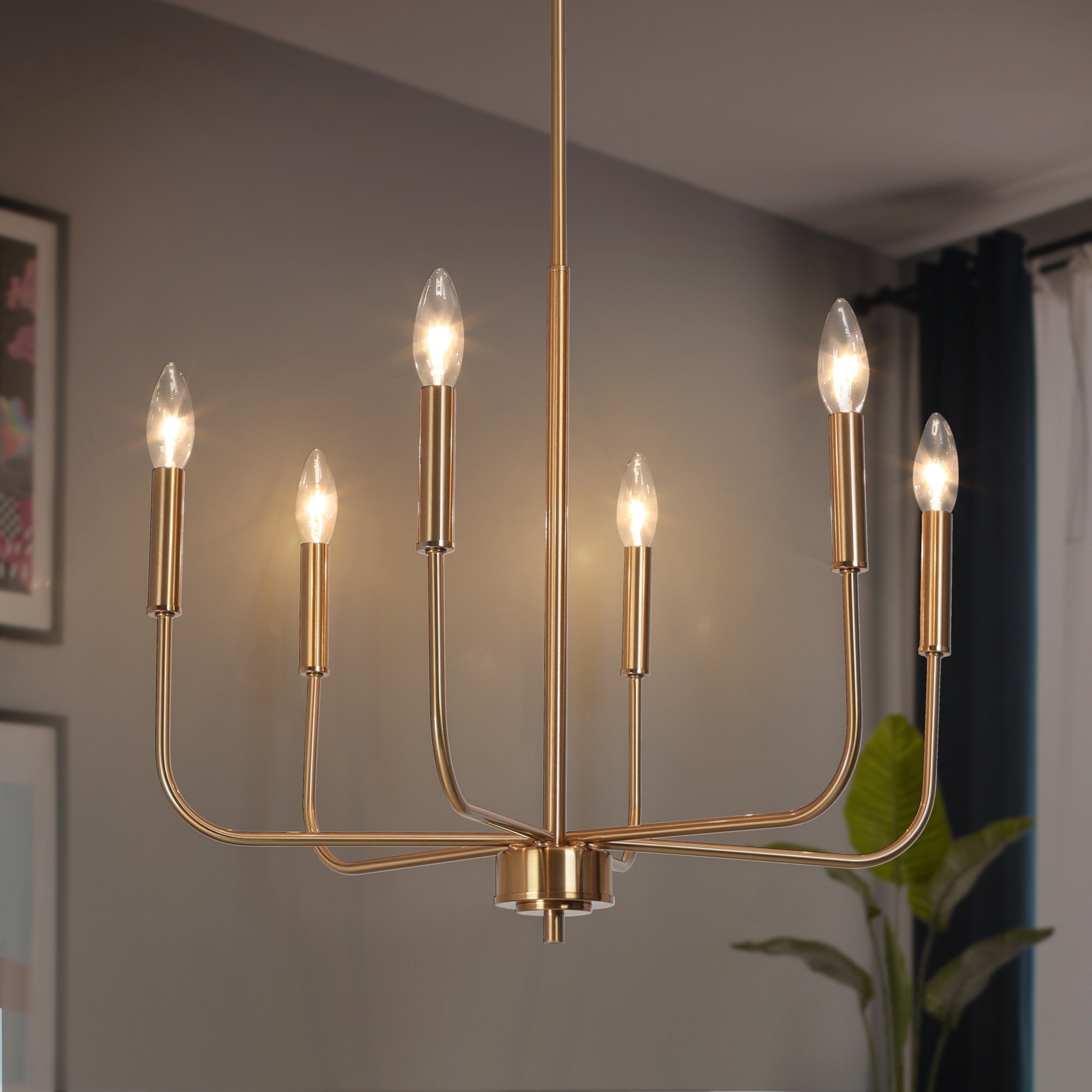 Uolfin 6 -Light Polished Copper Metal Chandelier