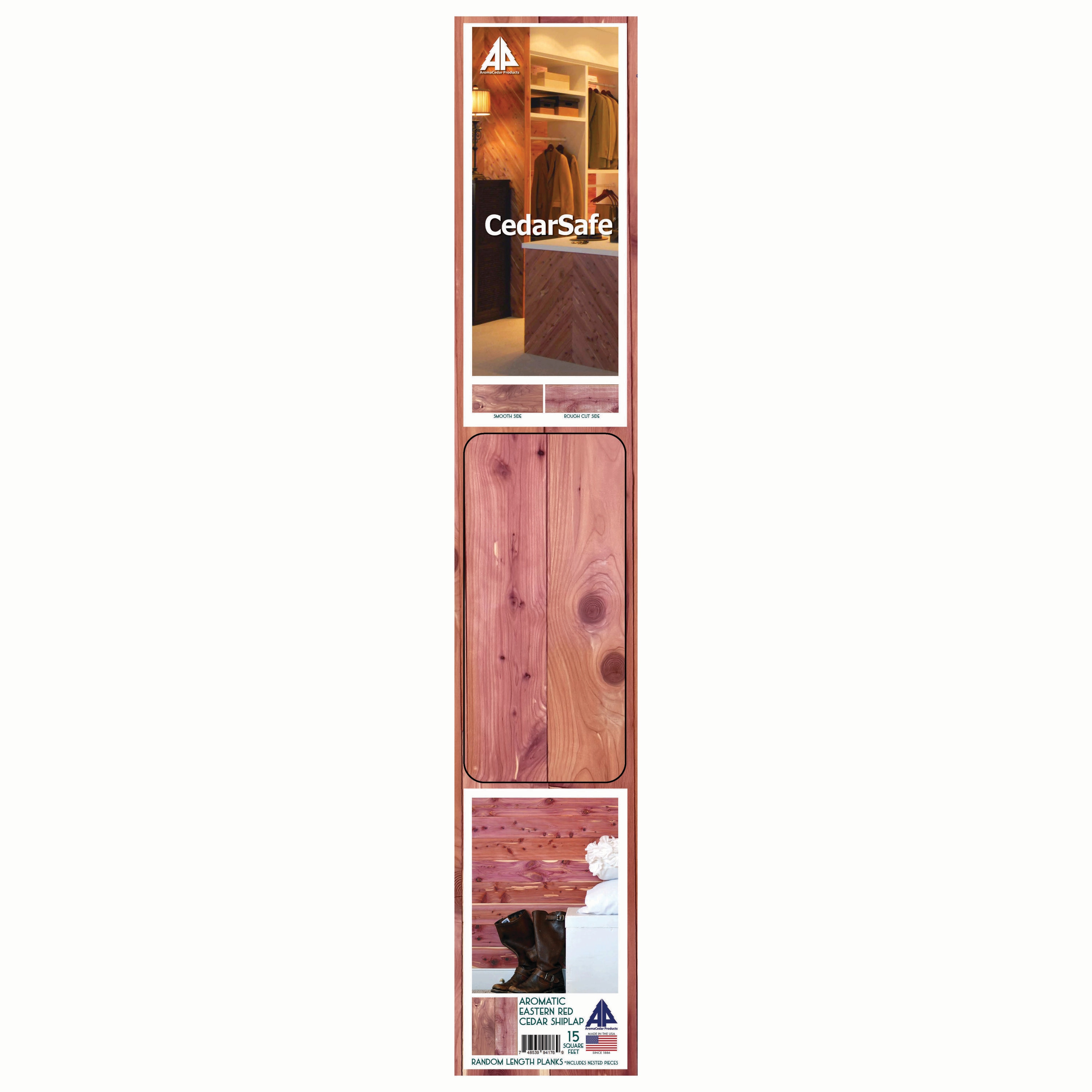 CedarSafe 6031169 3-in x 4-ft RED Unfinished Rough sawn Cedar Shiplap Wall Plank ( 15 -Pack , Covers 15-sq ft )