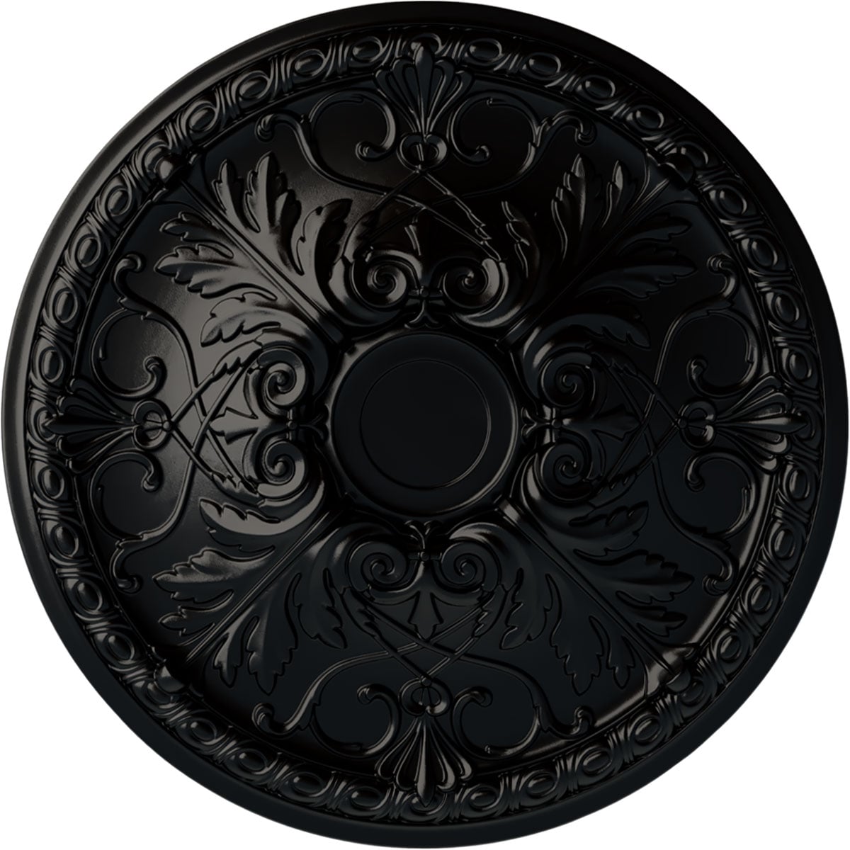 Ekena Millwork CM26TNBLF Tristan 26-in W x 26-in L Painted Jet Black Polyurethane Whole Ceiling Medallion