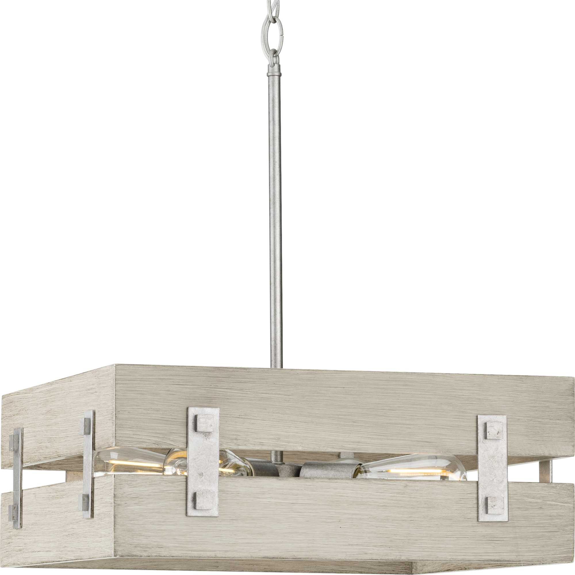 Progress Lighting P500277-141 Hemsworth 4-Light Galvanized Farmhouse Square Hanging Pendant Light