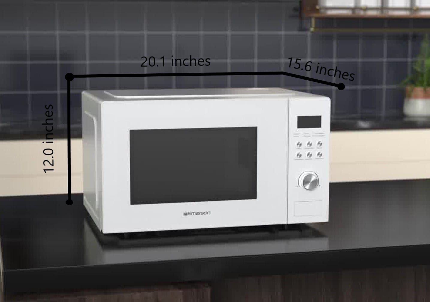 Emerson Medium White Countertop Microwave with Rotary Dial