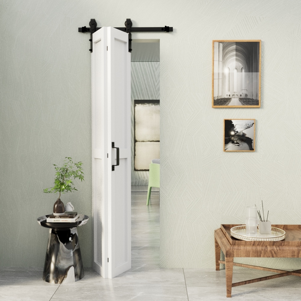 RELIABILT BIBARNDOOR06-25 24-in x 84-in white Mid-Bar Wood Solid core Single bifold Barn Door (Hardware Included)