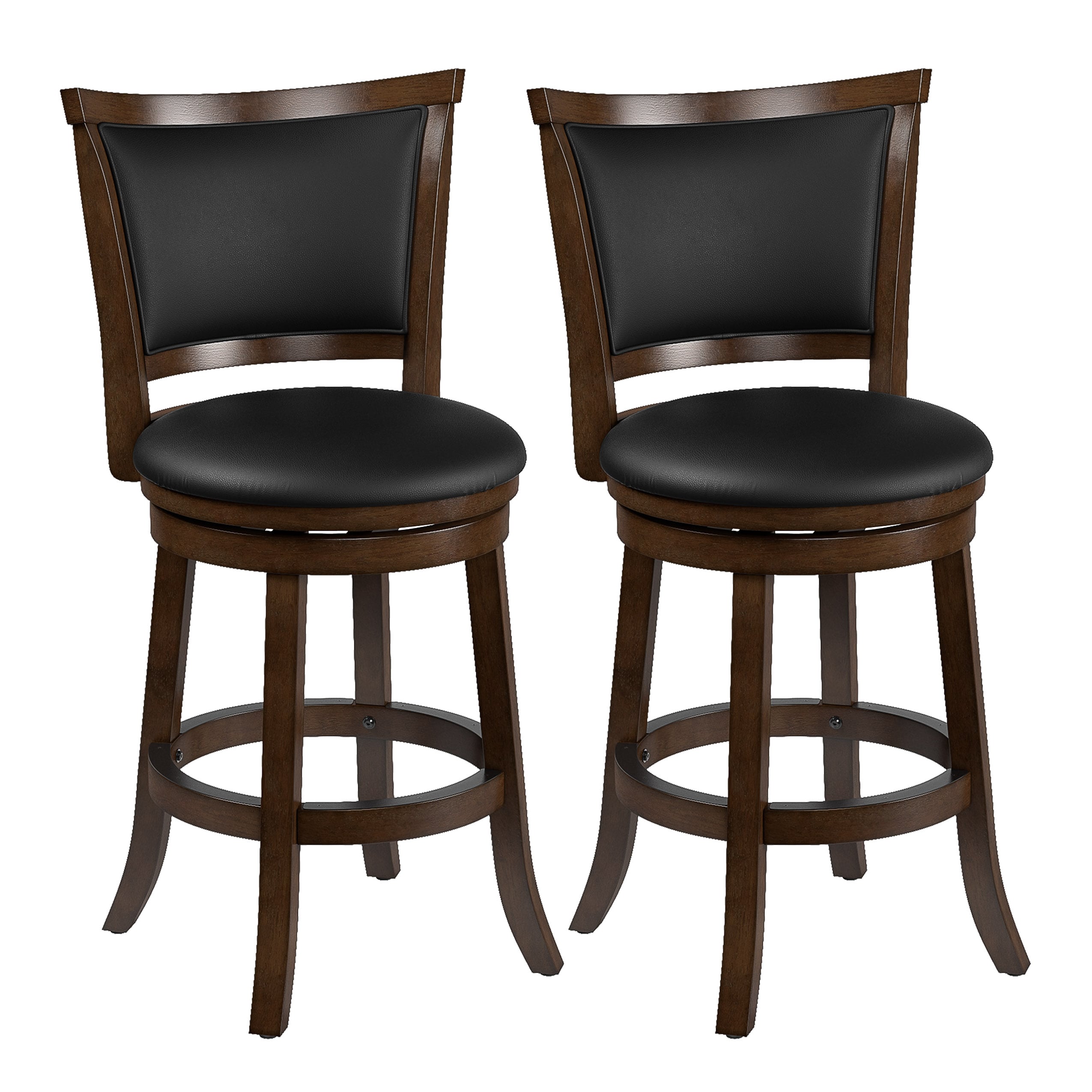 CorLiving DWG-104-B Wesley Black 25.0-Inches H Counter height Round seat Upholstered Swivel Wood Bar Stool and Back