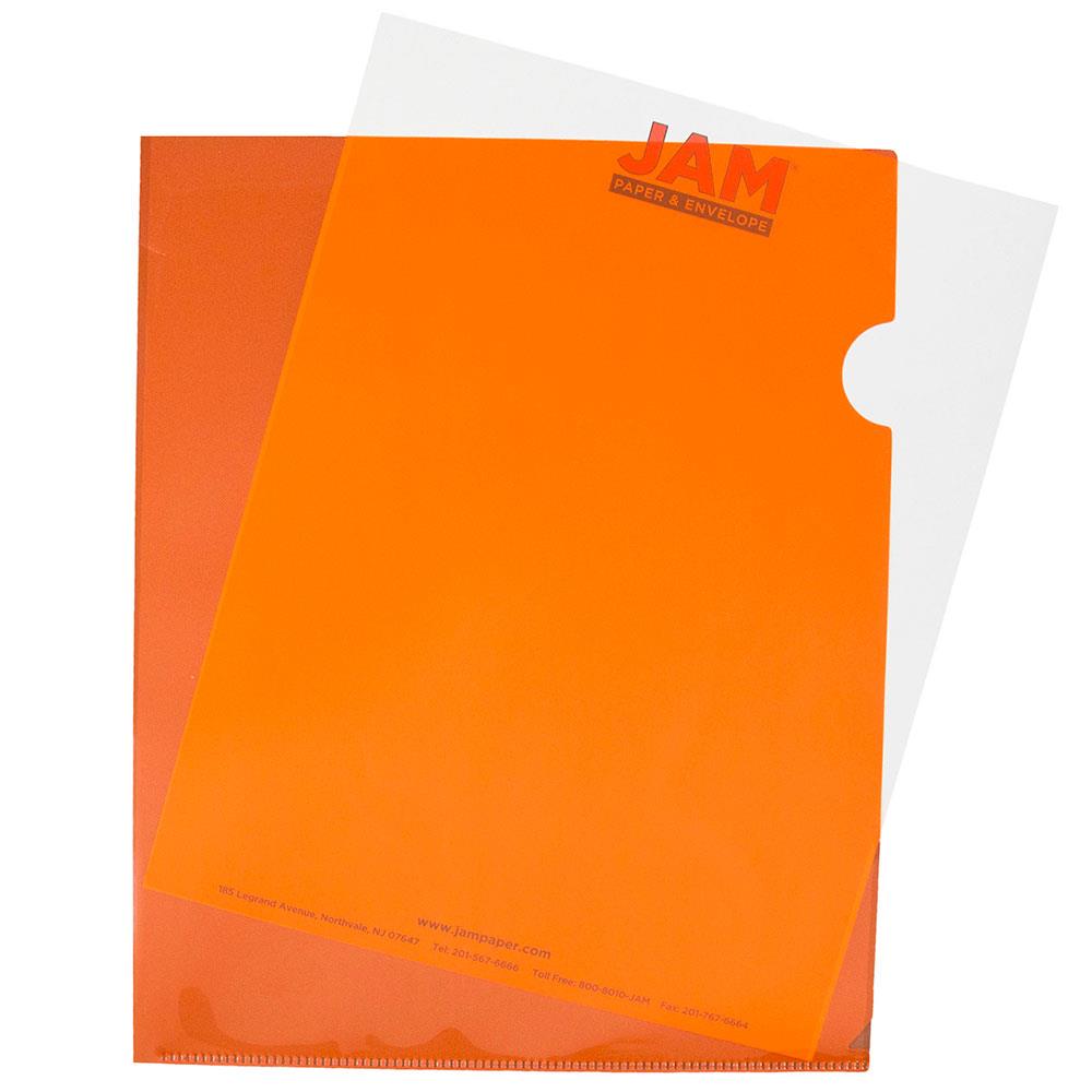 JAM Paper Plastic Sleeves, 9 x 12, Orange, 12/Pack at