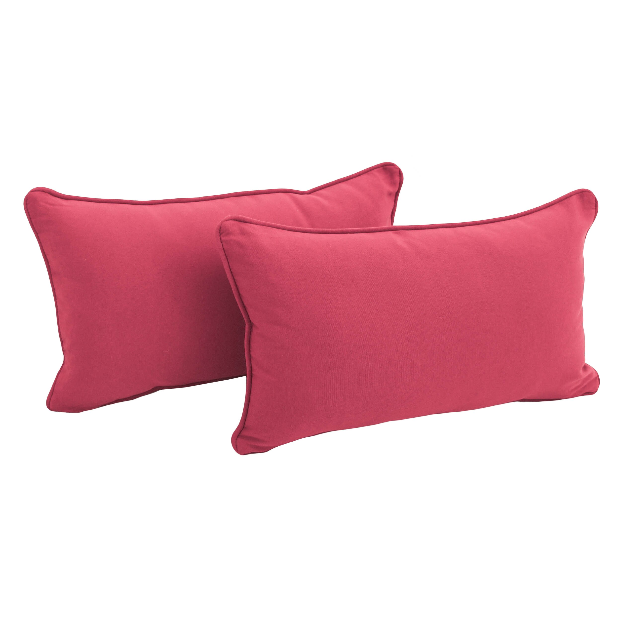 Blazing Needles 20-inch by 12-Inch Double-Corded Solid Twill Back Support Pillows with Inserts (Set of 2) - Bery Berry