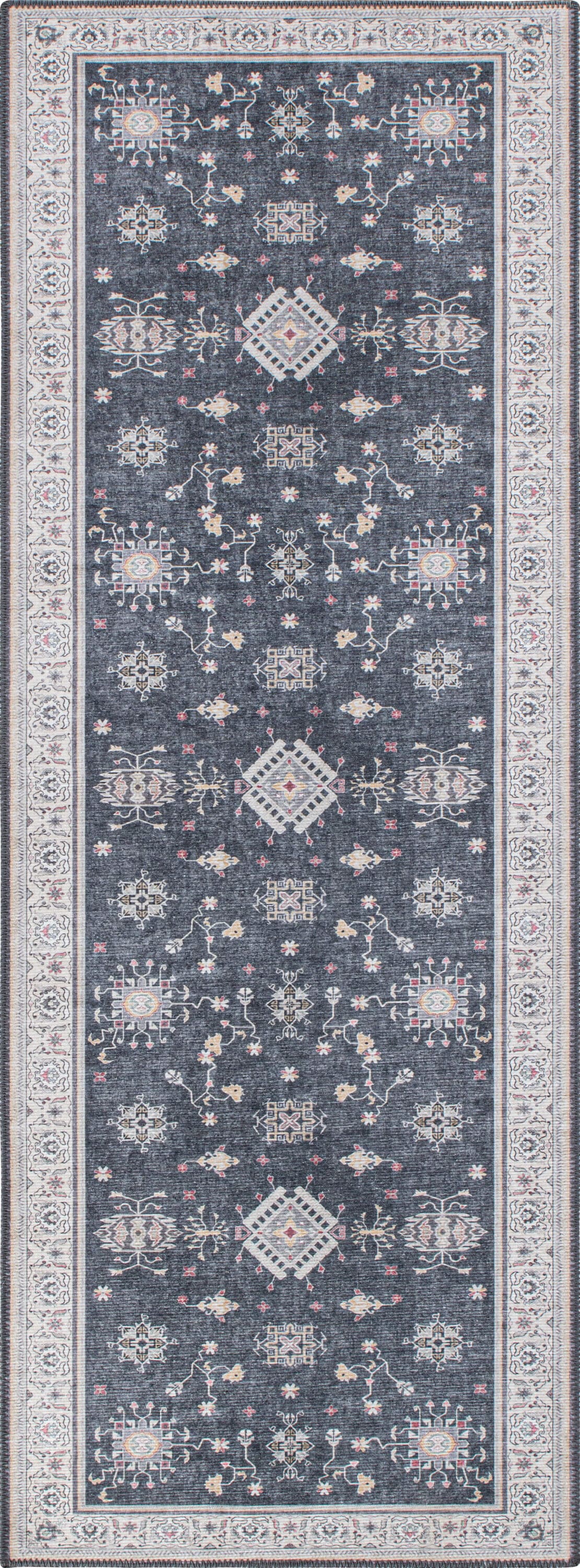 World Rug Gallery Somerville 2 X 7 Dark Gray Indoor Medallion Bohemian ...