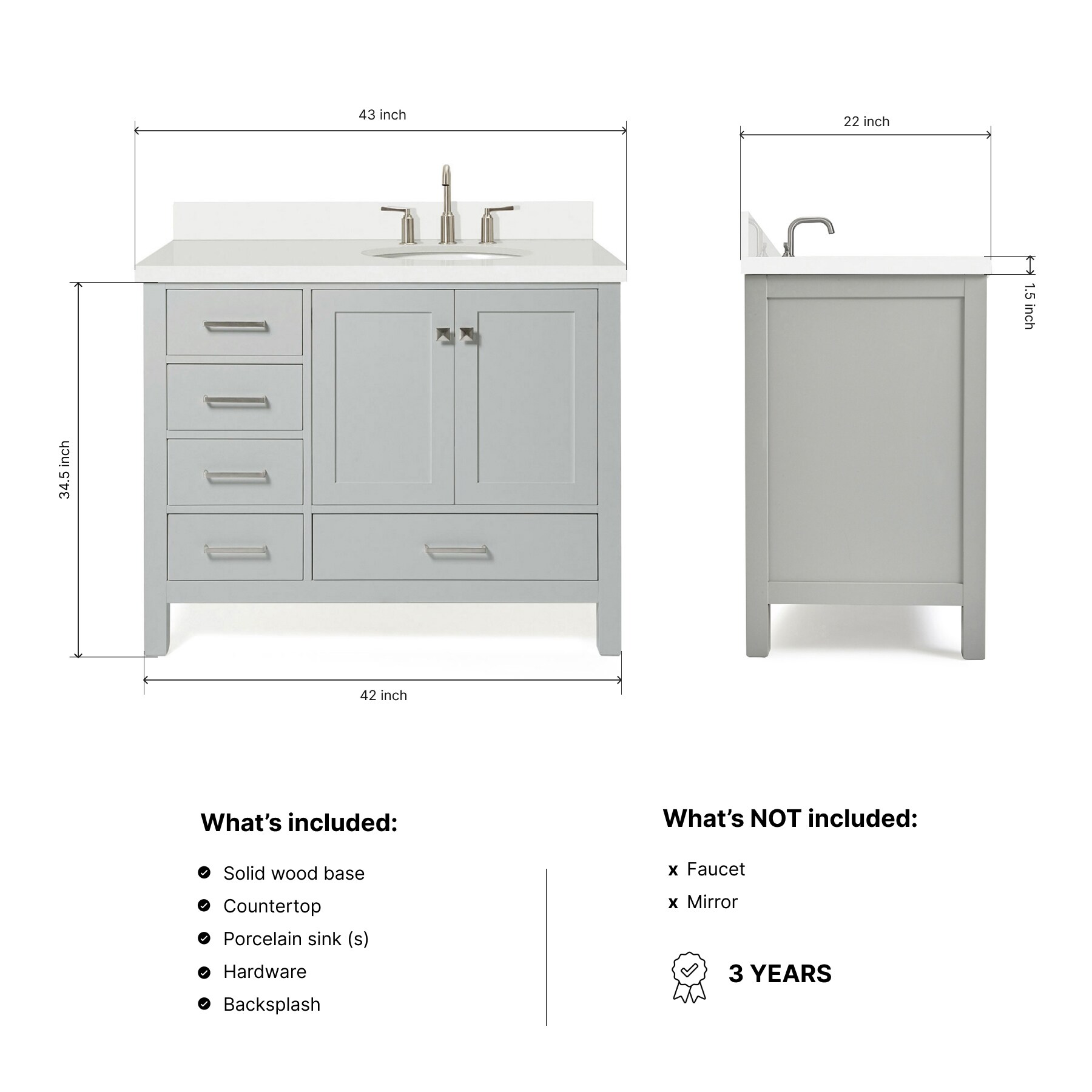 ARIEL A043SRWQOVOGRY Bath-Vanity-Combo - View #3