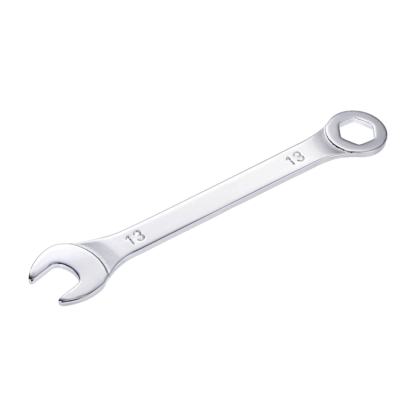 Unique Bargains Thin Combination Wrench with Offset 6-Point End and Angled Open End Metric Mirror-Chrome Plated High Carbon Steel for Household Repairs 13mm #S26030900UX1666