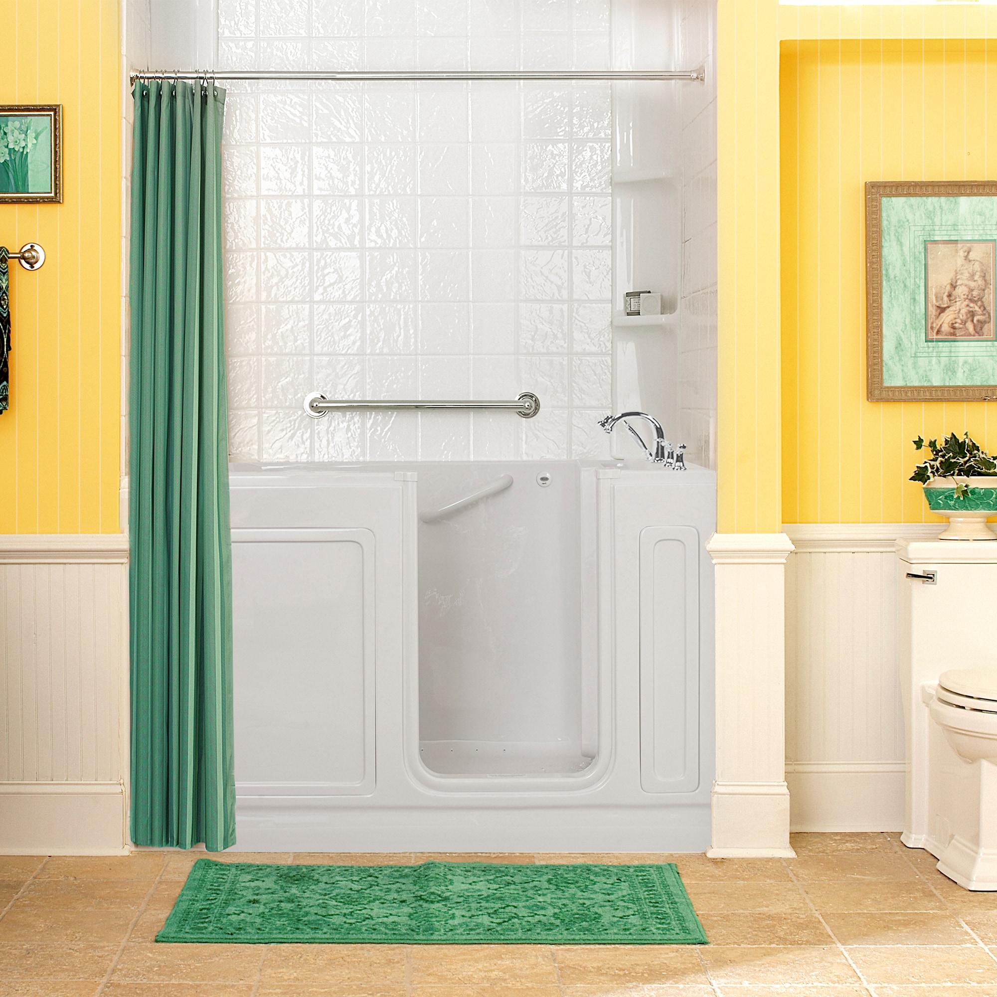American Standard 32-in x 59.5-in White Acrylic Walk-In Soaking Bathtub ...