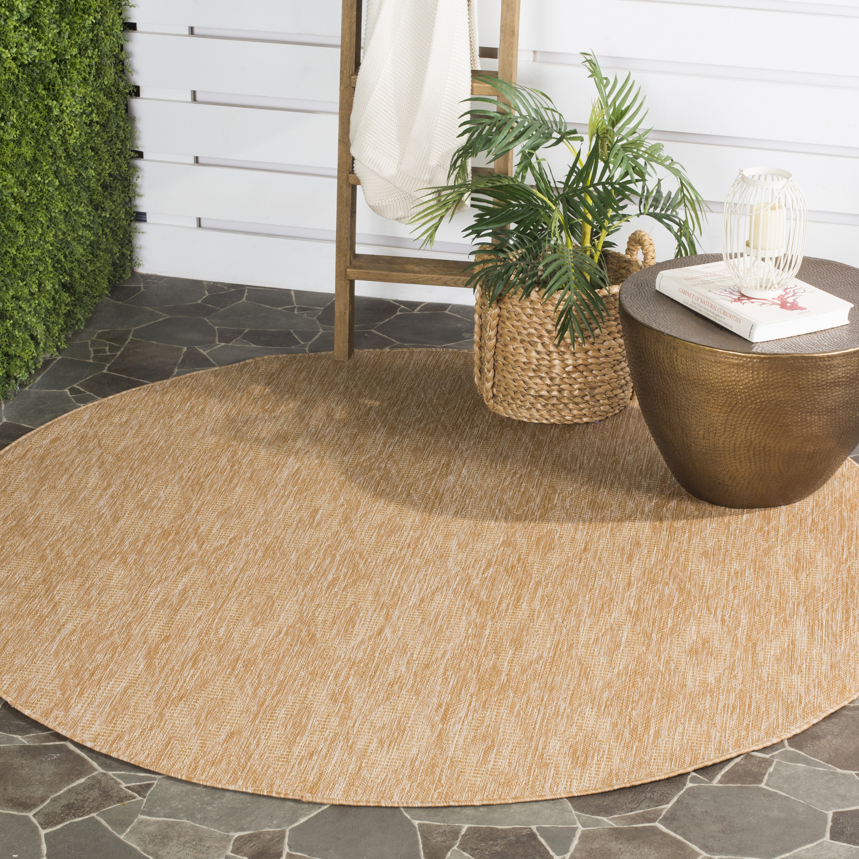 Safavieh CY8522-03011-4R Courtyard Freeport 4 x 4 (ft) Loomed Polypropylene Natural/Natural Round Indoor/Outdoor Abstract Area rug