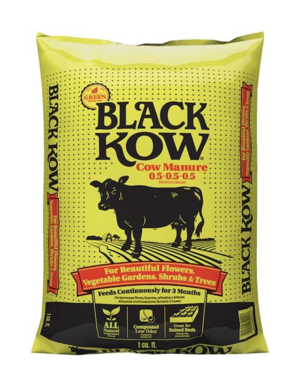 Black Kow 757958  cow manure is an odorless, weed free, rich, composted soil conditioner. It is 100% composted from cow manure. It returns to the soil the essential elements that plants take away. Grow healthier flowers, trees, shrubs, lawns and gardens by using composted cow manure.