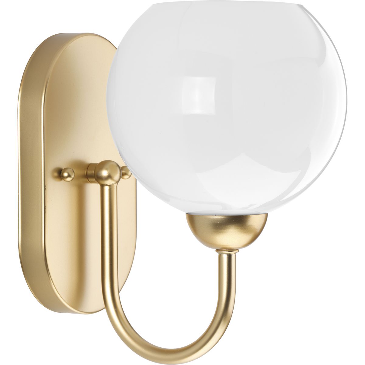 Vintage Gold and White Glass Globe Bath Wall Light