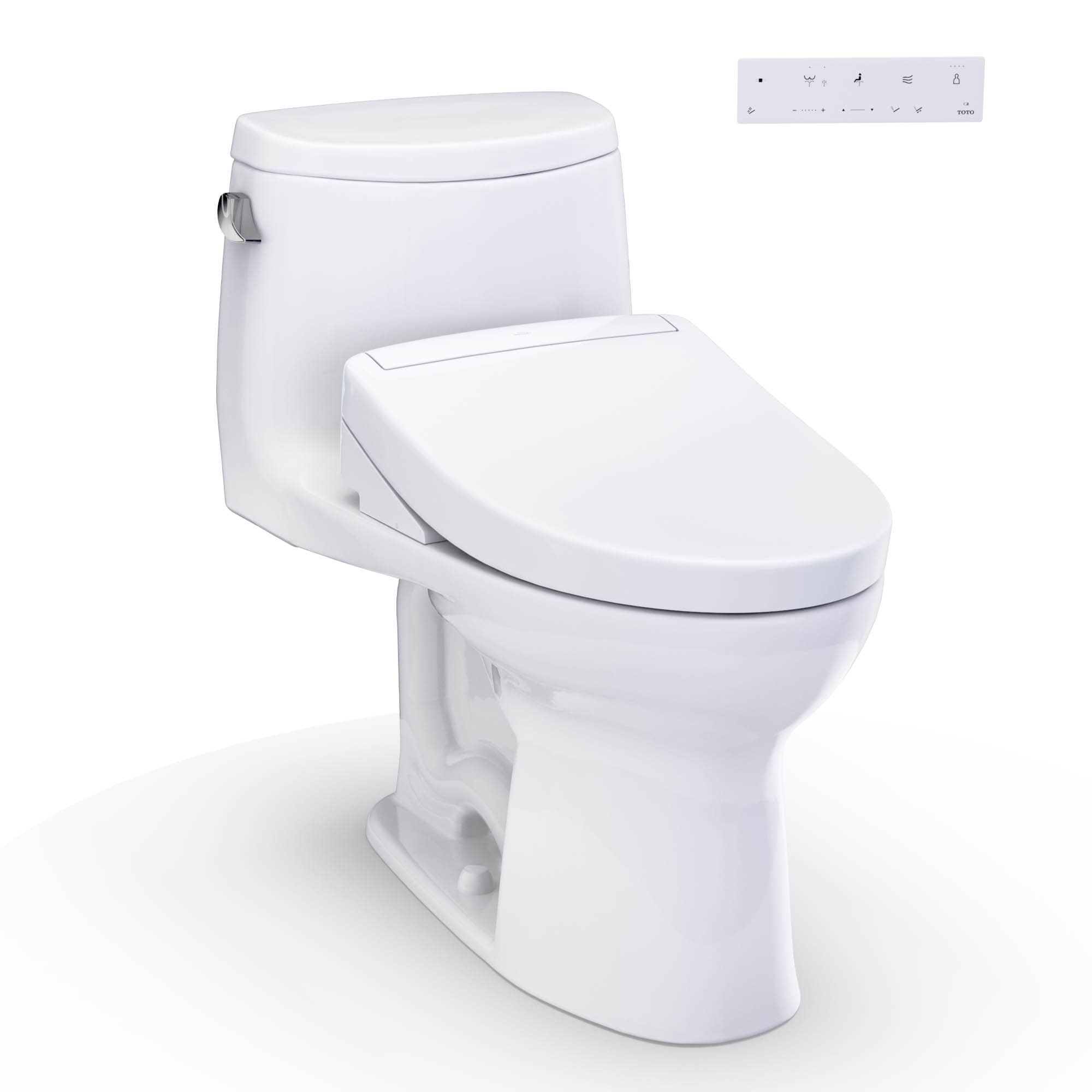 TOTO WASHLET+ Cotton White Elongated Standard height 12-in Rough-In WaterSense 1.28 GPF Soft Close 1-piece Bidet Function Toilet
