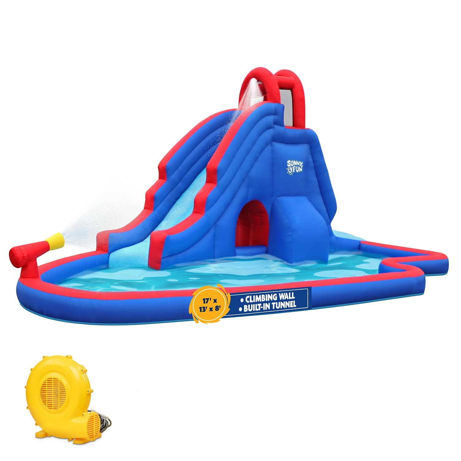 Sunny & Fun SFWTR862 Slide N Spray Inflatable Water Slide Park with Climbing Wall 203-in Nylon Inflatable water slide