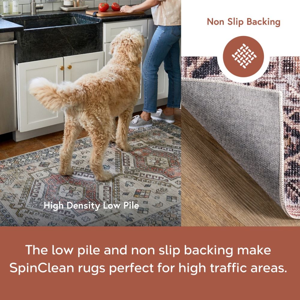 Eco-Friendly Sasha 8' x 10' Pink Medallion Washable Area Rug