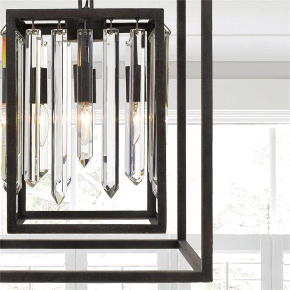 Mini Forged Bronze Cage Chandelier with Crystal Beads