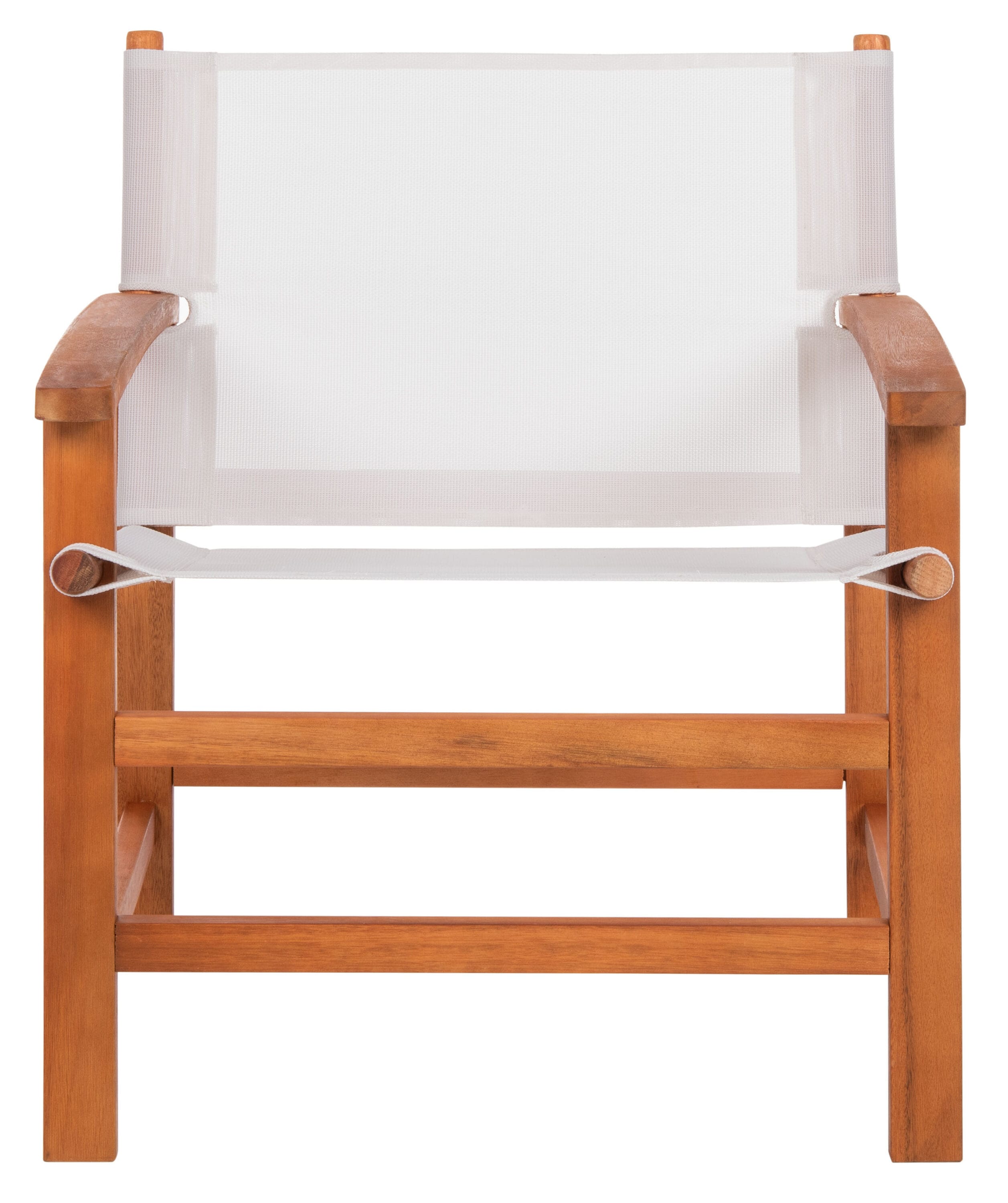 Natural Eucalyptus Wood Outdoor Dining Set with Beige Armchairs