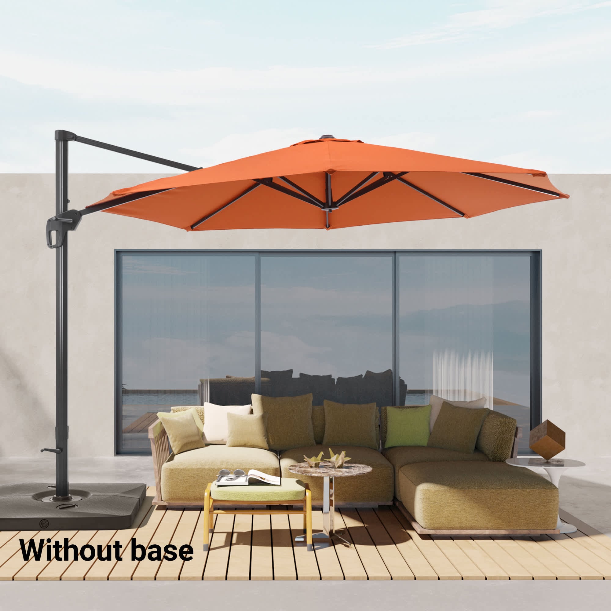 allen and roth patio umbrella lights allen + roth Solar Powered Market Patio 7' Umbrella