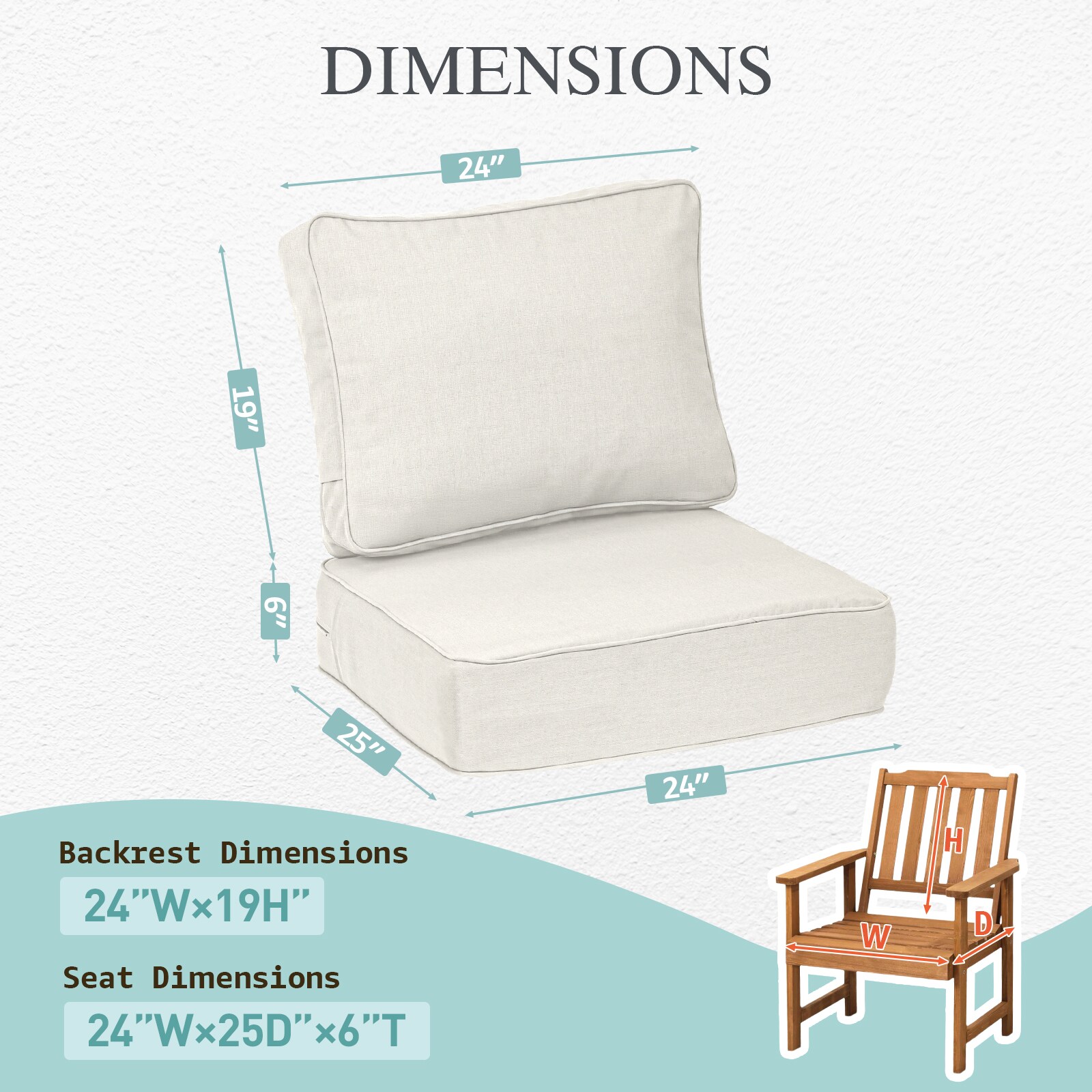 Aoodor A413-PBEBE Patio-Furniture-Cushions - View #2