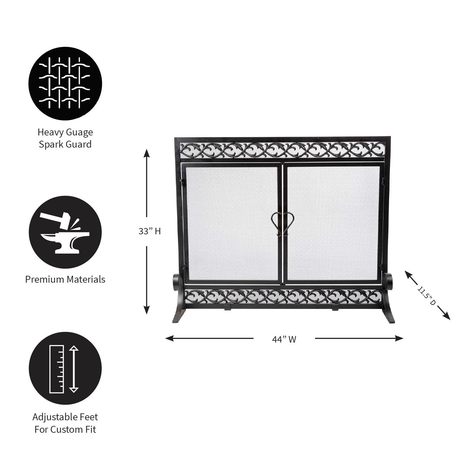 Evergreen 13401 BK Glass-Fireplace-Doors - View #3