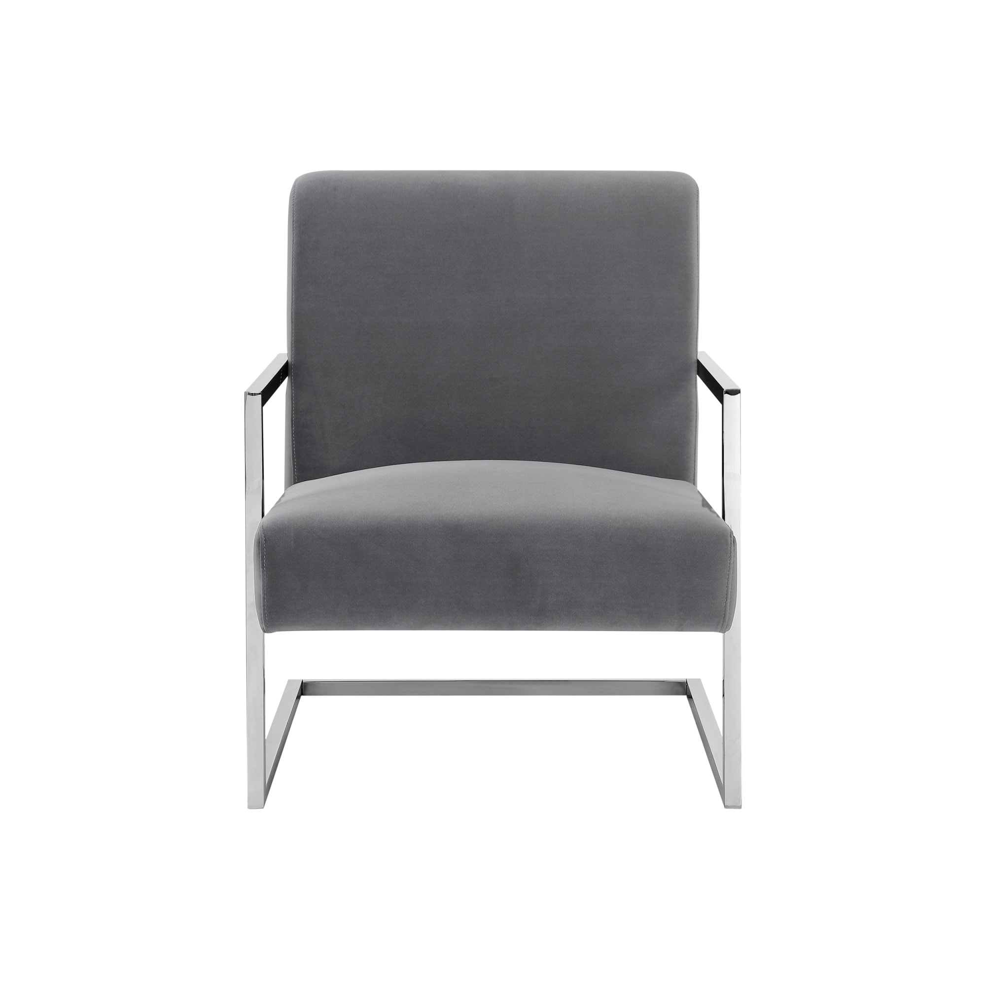 Nicole Miller NAC104-02GR-LS Konnor Modern Grey/Chrome Velvet Accent Chair