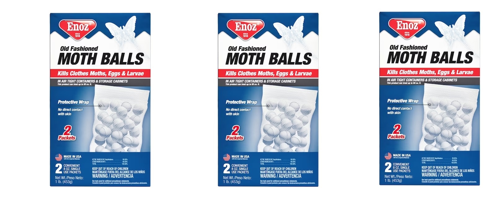 Enoz 16 oz Moth Ball box 3-Count Moth Balls Home and Perimeter