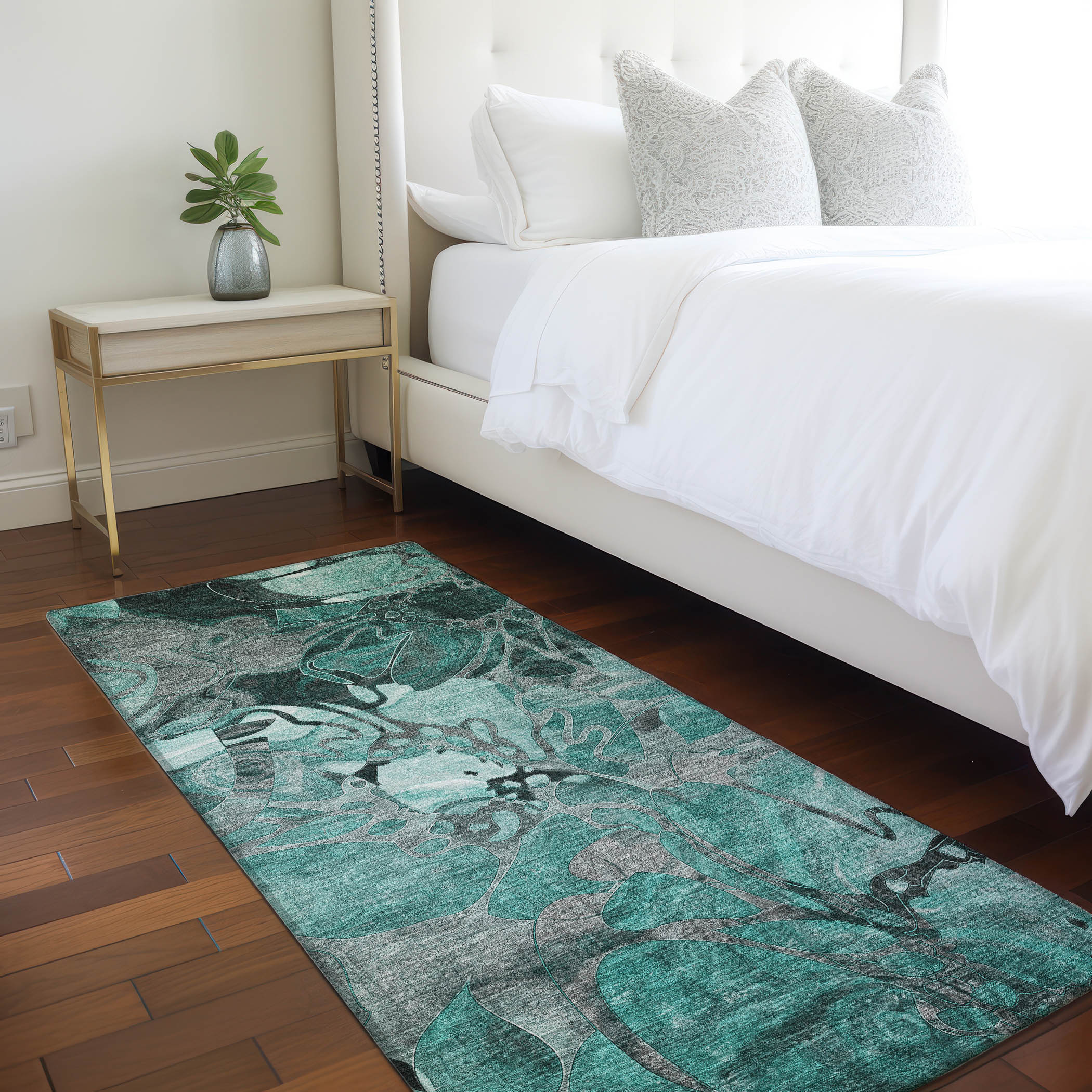 Addison Rugs ACN558TE2X8 Chantille ACN558TE 2 x 7 (ft) Polyester Teal Rectangular Indoor/Outdoor Geometric Farmhouse/Cottage Machine washable Area rug