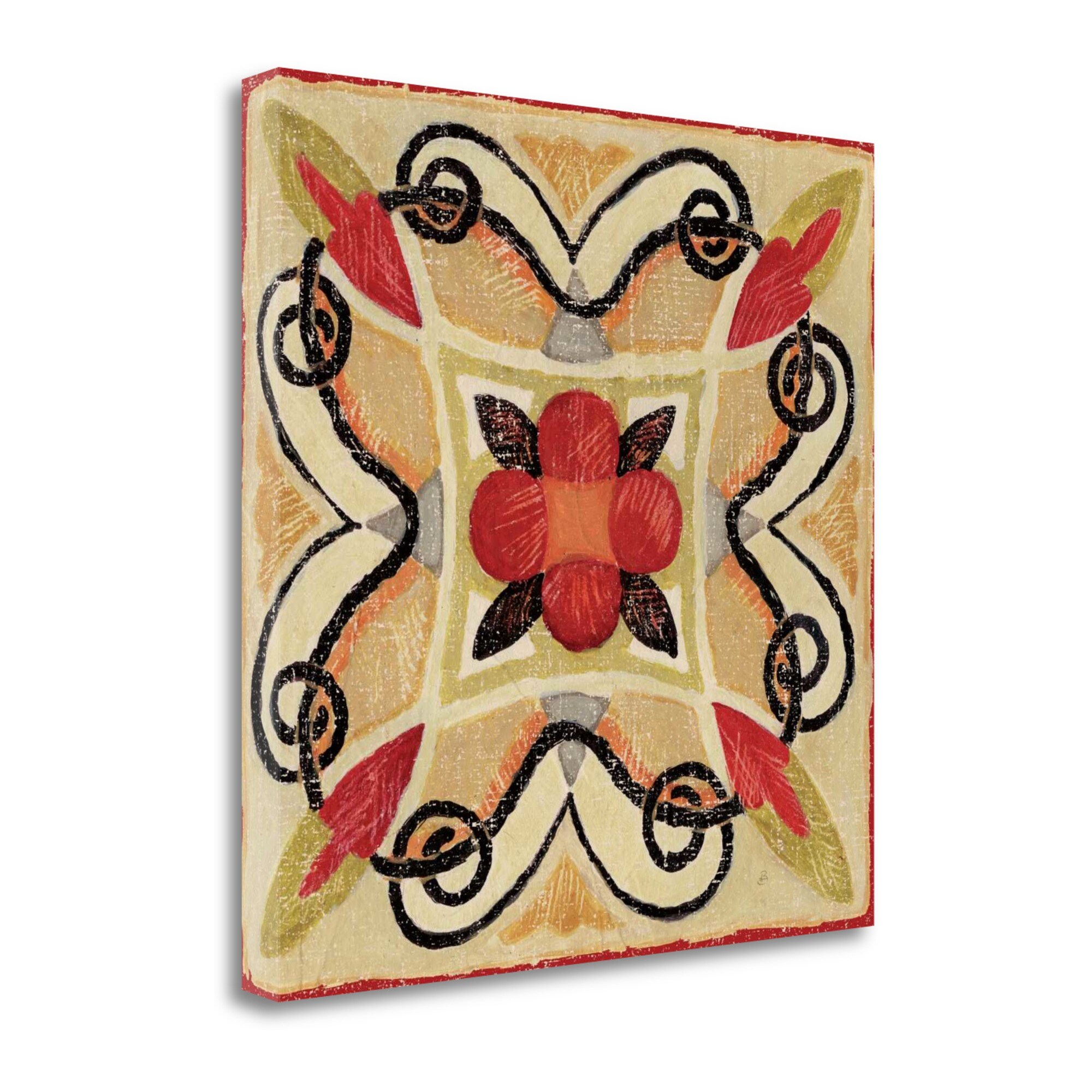 Tangletown Fine Art WA611983-2020C Bohemian Rooster Tile Square I Daphne Brissonnet 20-in H x 20-in W Abstract Print on Canvas