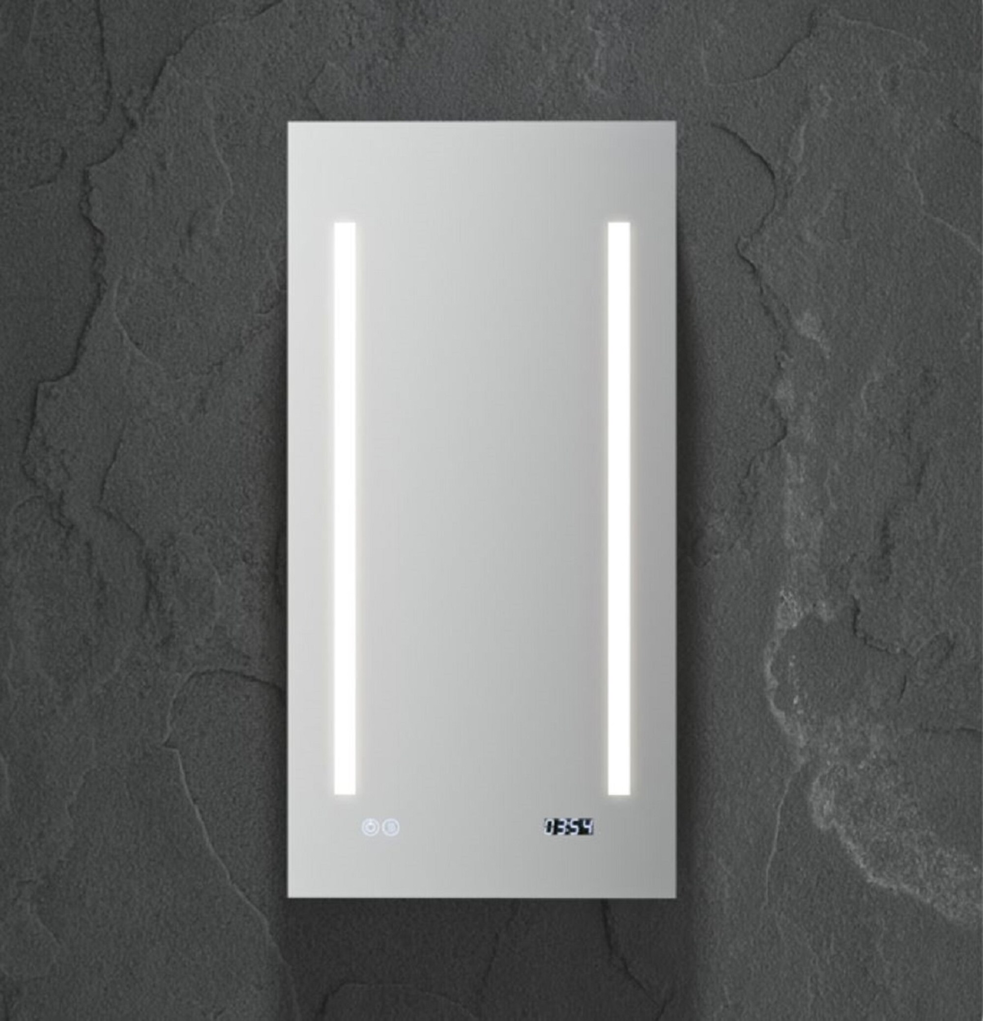 Fresca Tiempo 15-in x 30-in Lighted LED Fog Free Surface/Recessed Mount LED Mirror Mirrored Soft Close Medicine Cabinet with Outlet