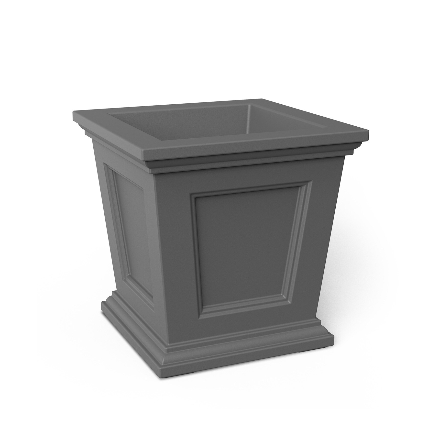 Mayne Square 16-in W x 16-in H Gray Resin Traditional Outdoor Planter ...