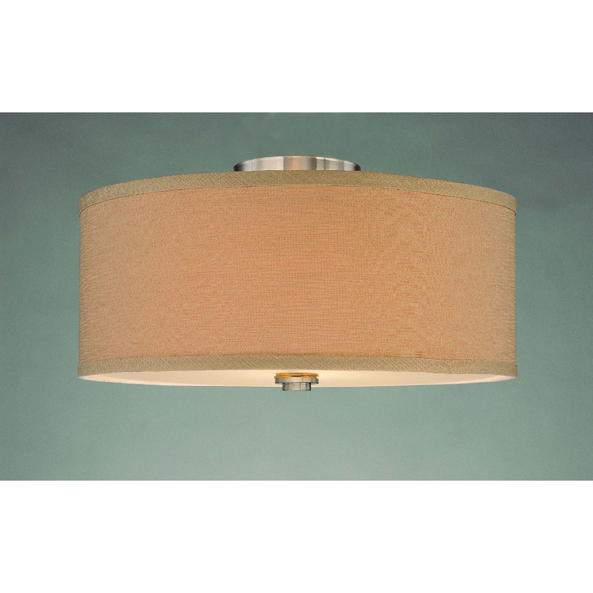 Brushed Nickel Glass Drum LED Ceiling Fixture