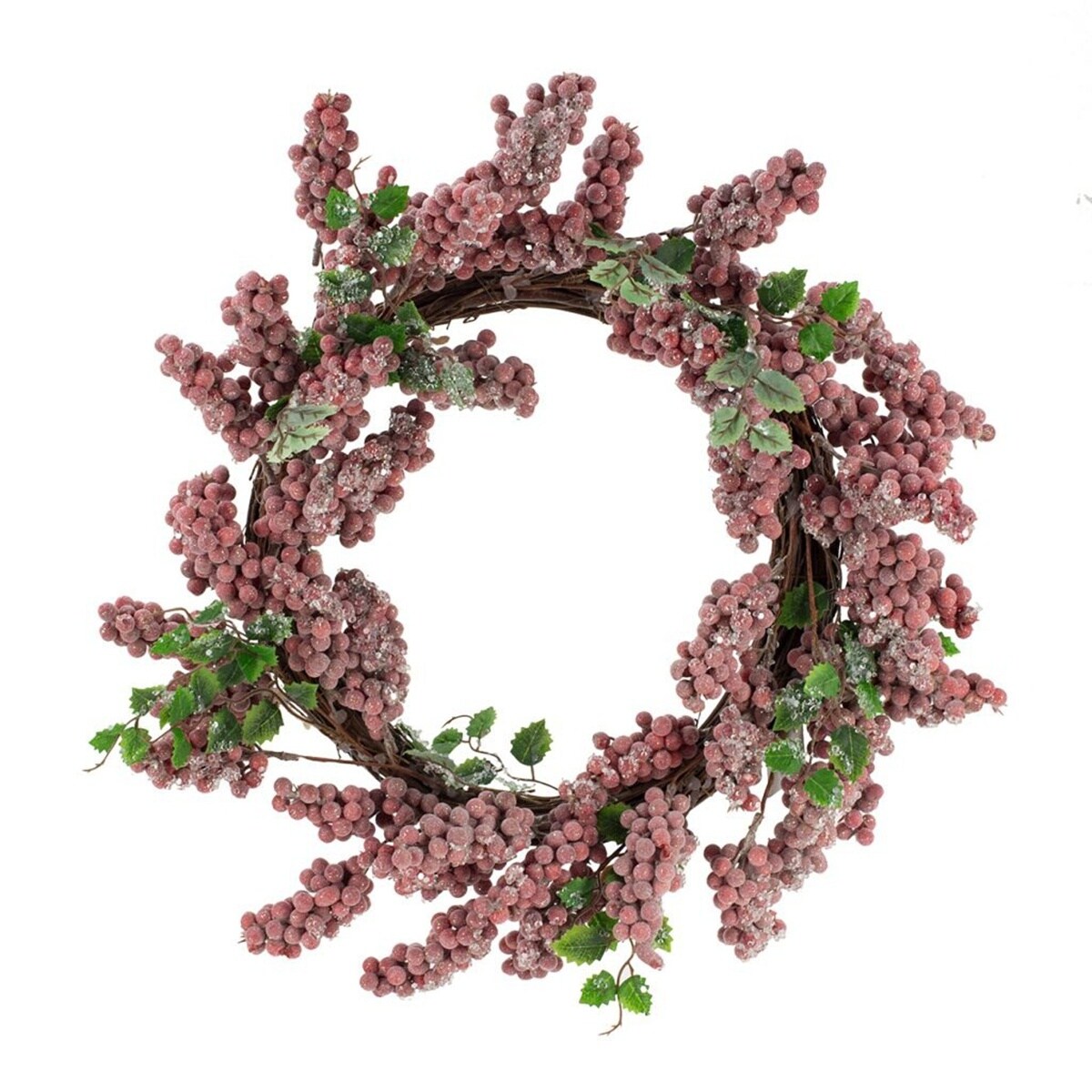 Upsimples 18 Inch Red Frosted Berry Wreath Green Red Foam Artificial Wreath with Lifelike Twigs PVC Branches for Door Mantel Window Table Indoor Outdoor Holiday Decor