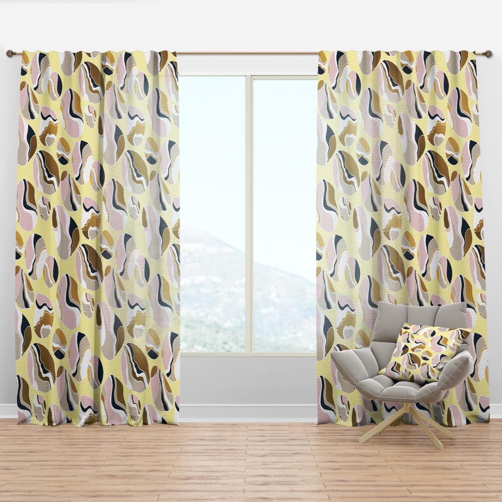 Designart CTN24388-52-95 95-Inches Yellow Abstract Room darkening Thermal lined Rod pocket Single curtain panel