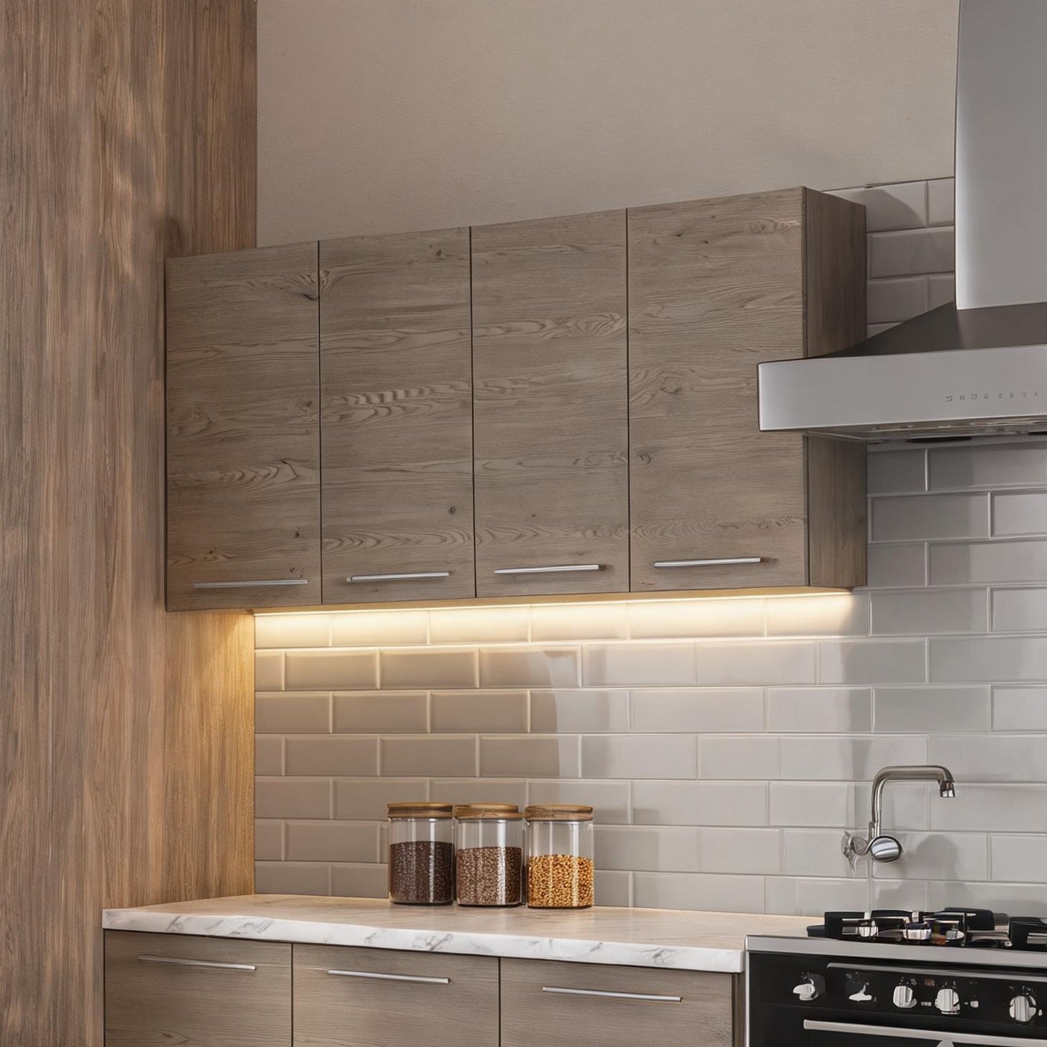 SunJet Wall Cabinet - Ivory Wall-Mounted Kitchen Cabinet with Four ...