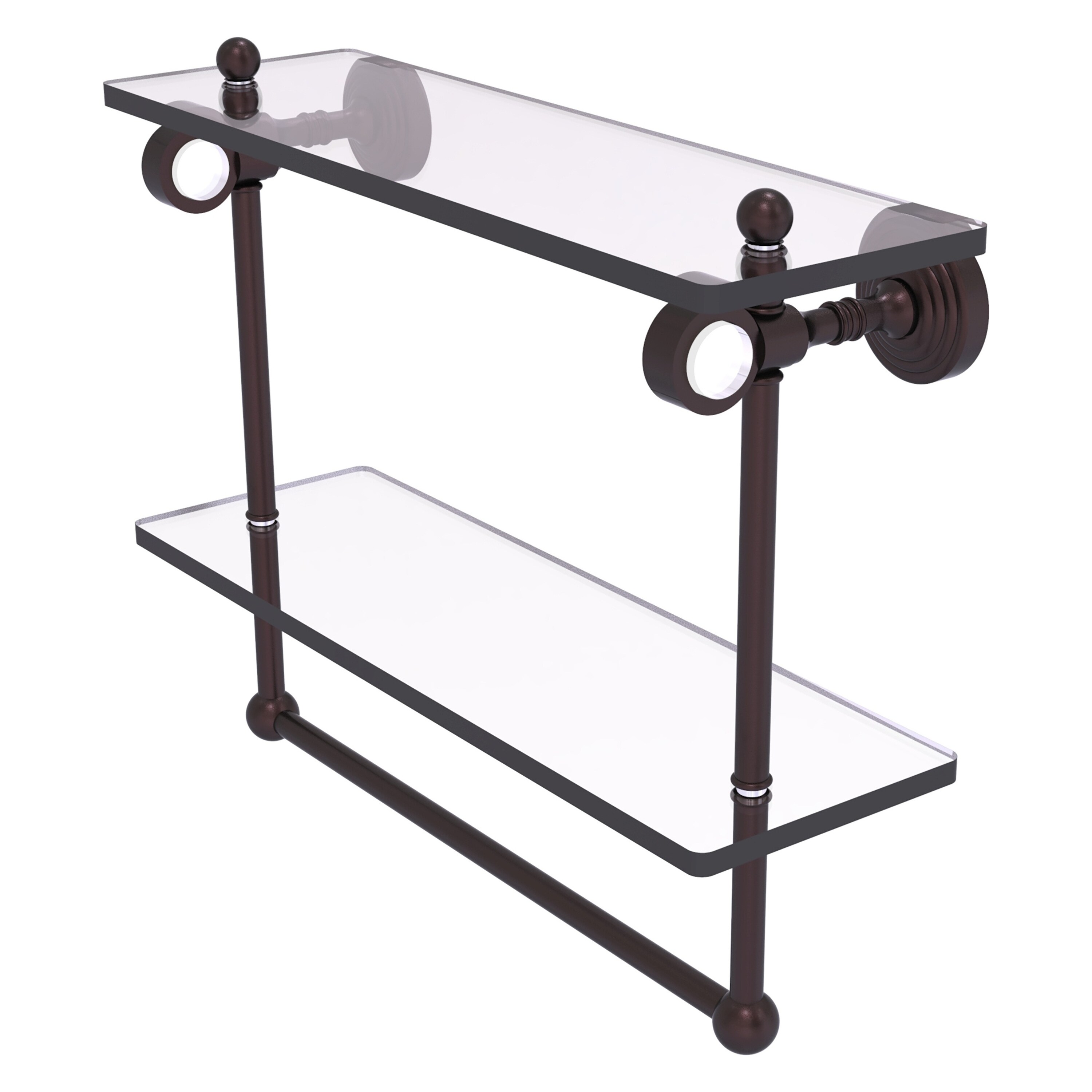 Allied Brass PG-2TB-16-ABZ Pacific Grove Antique Bronze 2-Tier Wall Mount Bathroom Shelf (16-in x 13-in x 5-in)