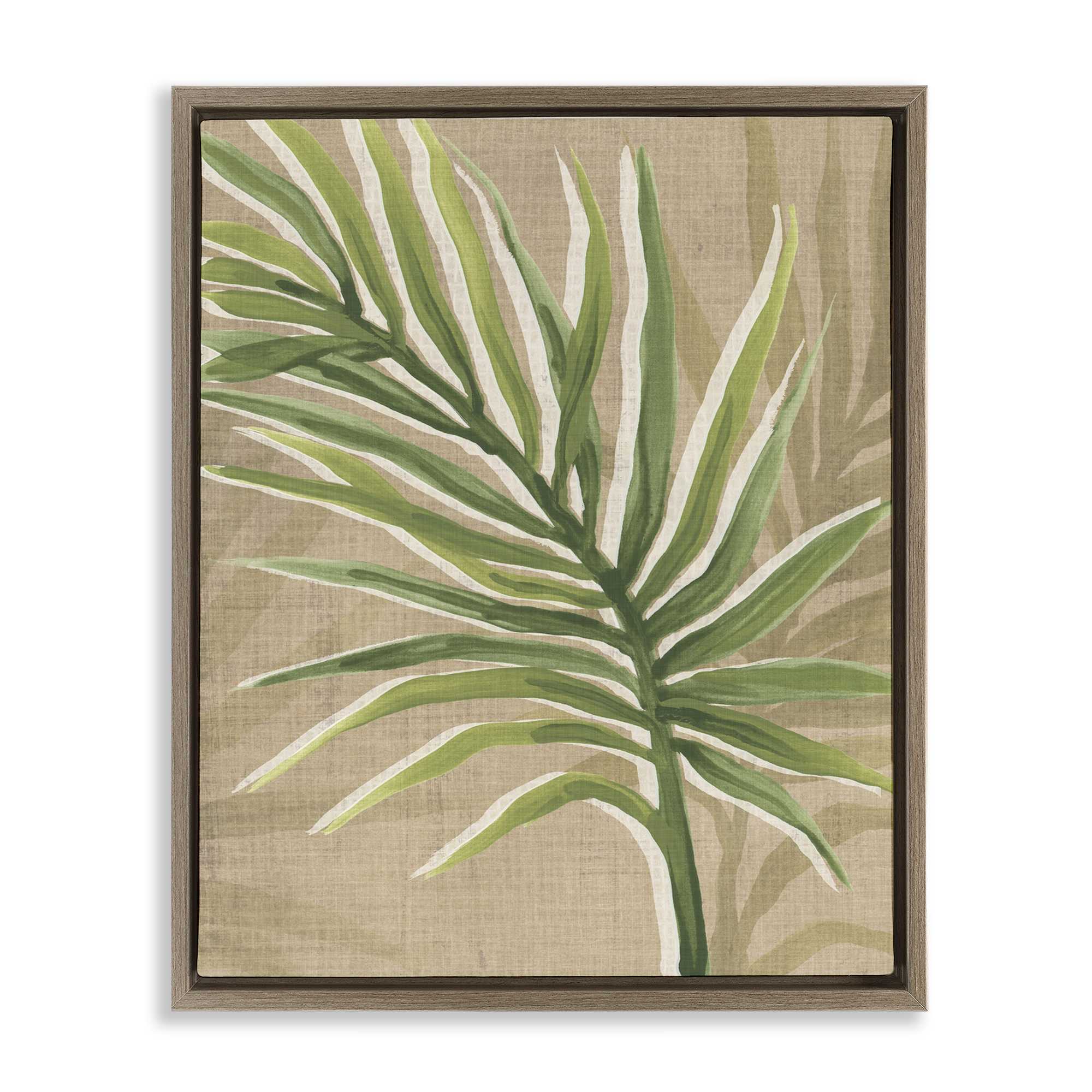 Stupell Industries BS-397-FFE-16X20 Natural Curved Palm Leaf Floating Frame design by June Erica Vess