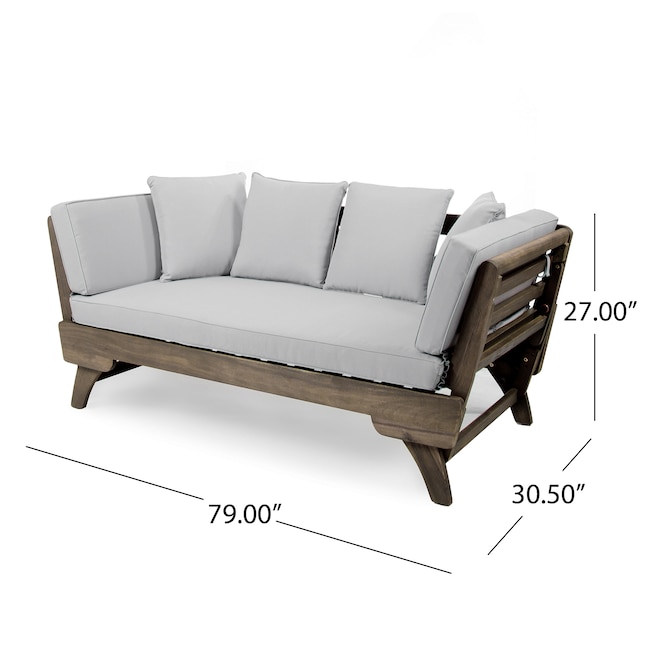 Best Ing Home Decor Ottavio Outdoor Daybed Gray Cushion S And Acacia Frame In The Patio Sectionals Sofas Department At Com - Home Decor Patio Furniture