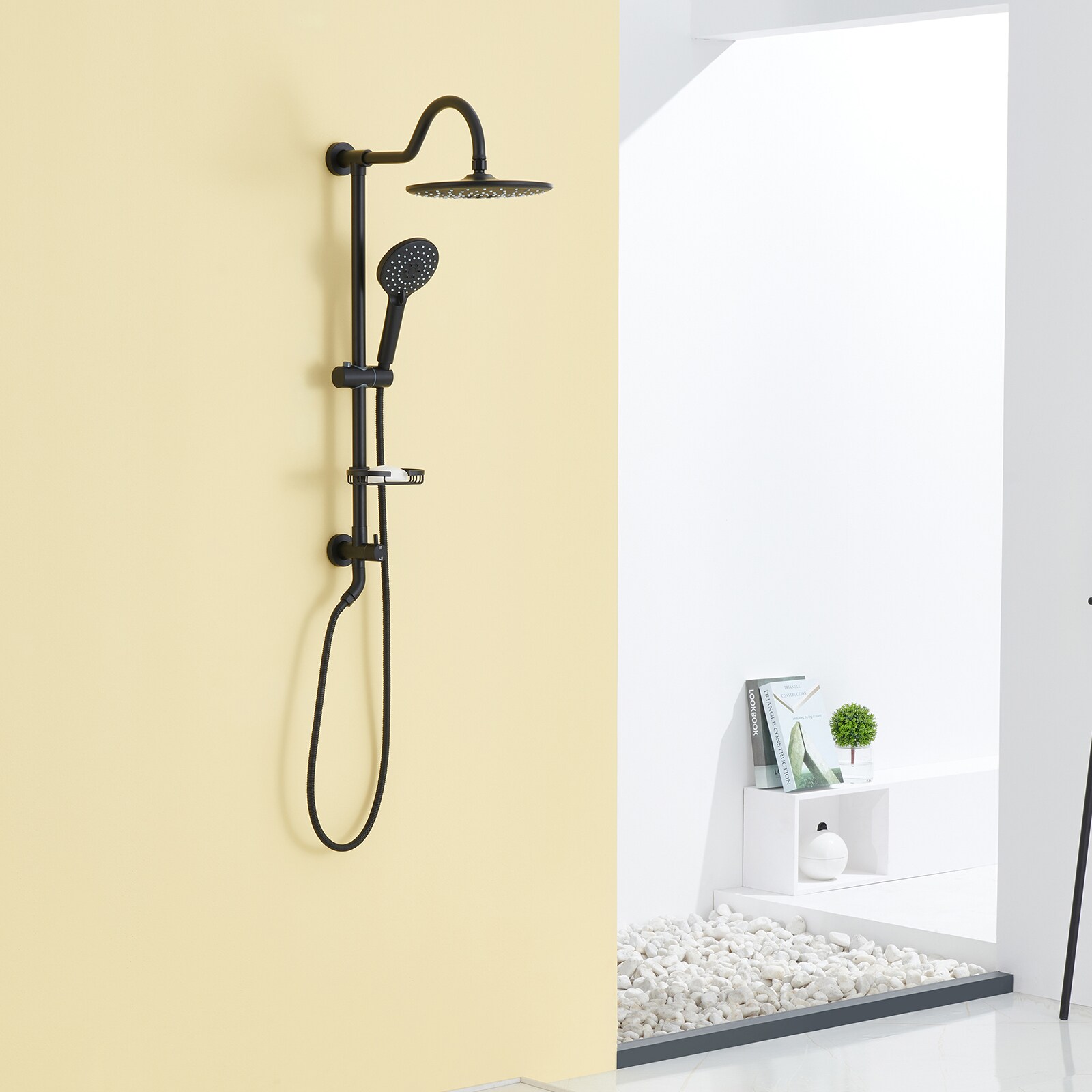 Mondawe Matt Black 10-in Shower Faucet Bar System With 2-way Diverter ...