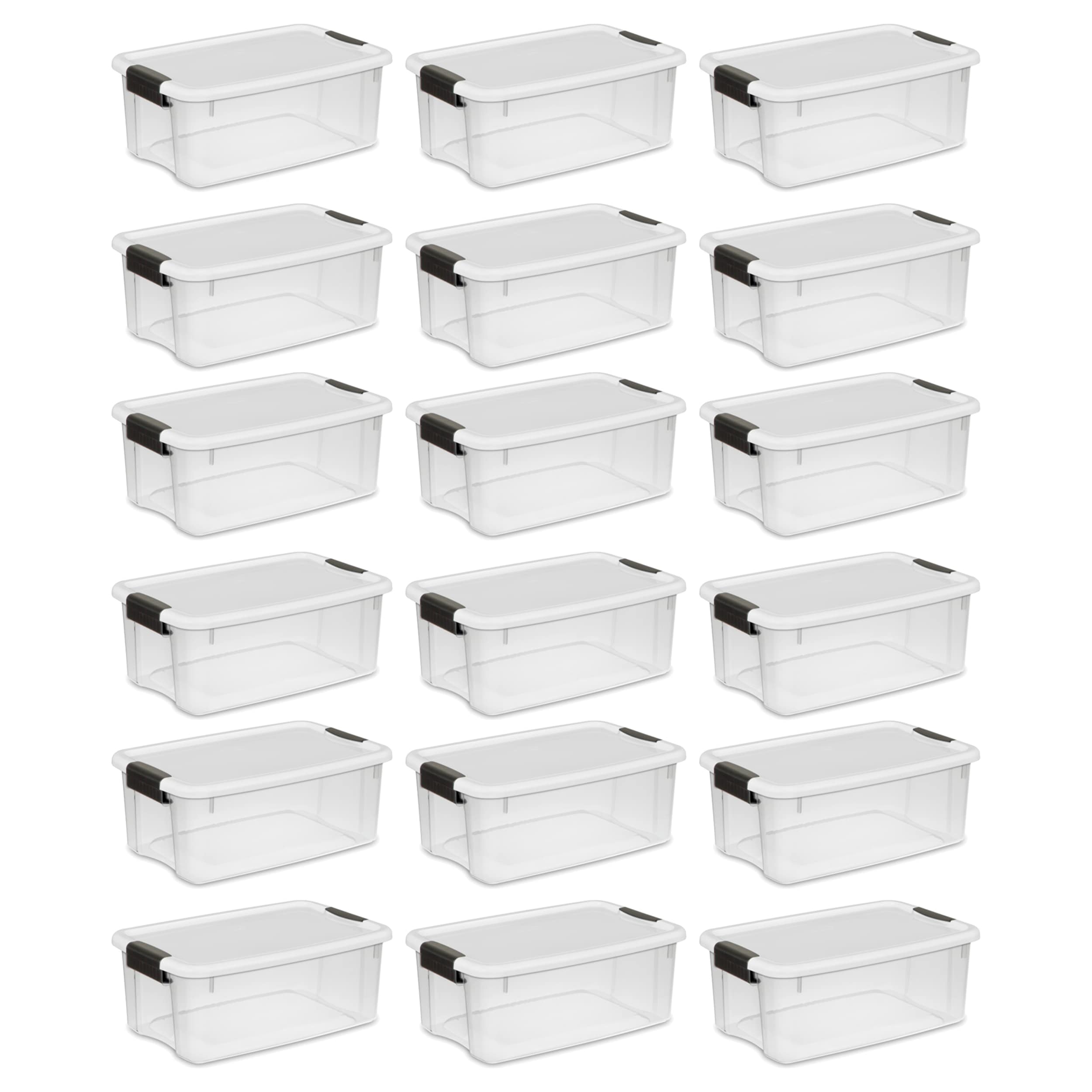 Sterilite 100661 18 -Pack Small 4.5 -Gallons ( 18 -Quarts ) Clear - 18 Quart Stackable Tote with Latching Lid