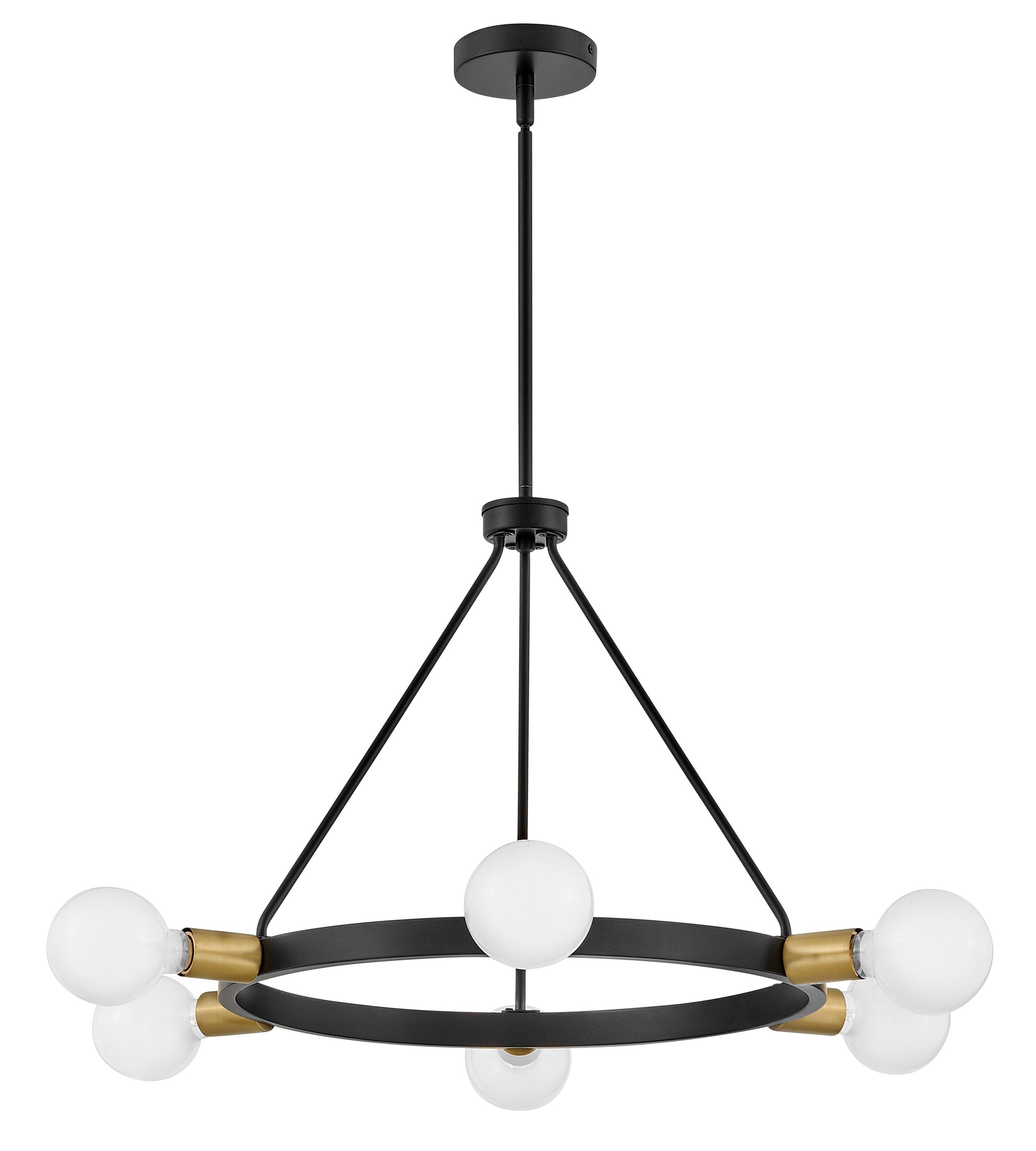 Orla Black and Brass 6-Light Mid-Century Modern Chandelier