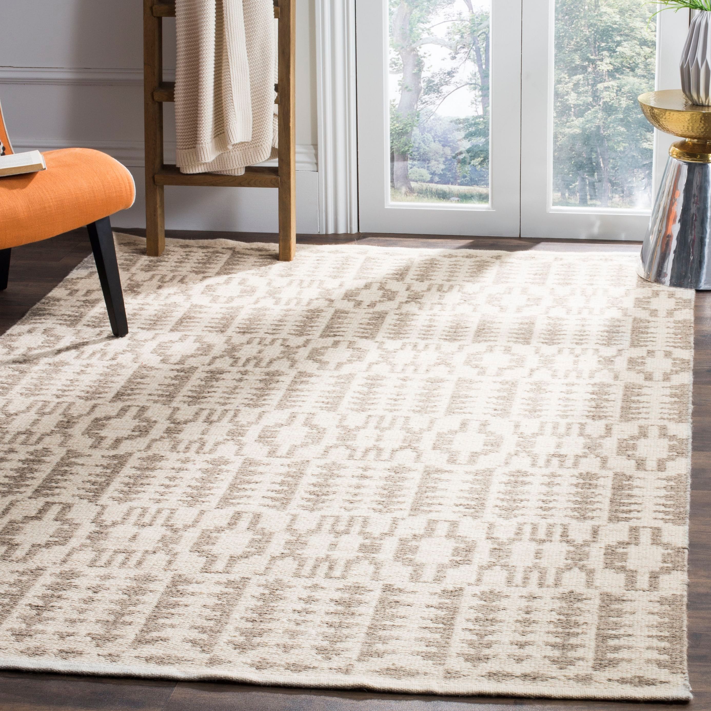 Handmade Gray and Ivory Wool Flat Weave 8' x 10' Area Rug