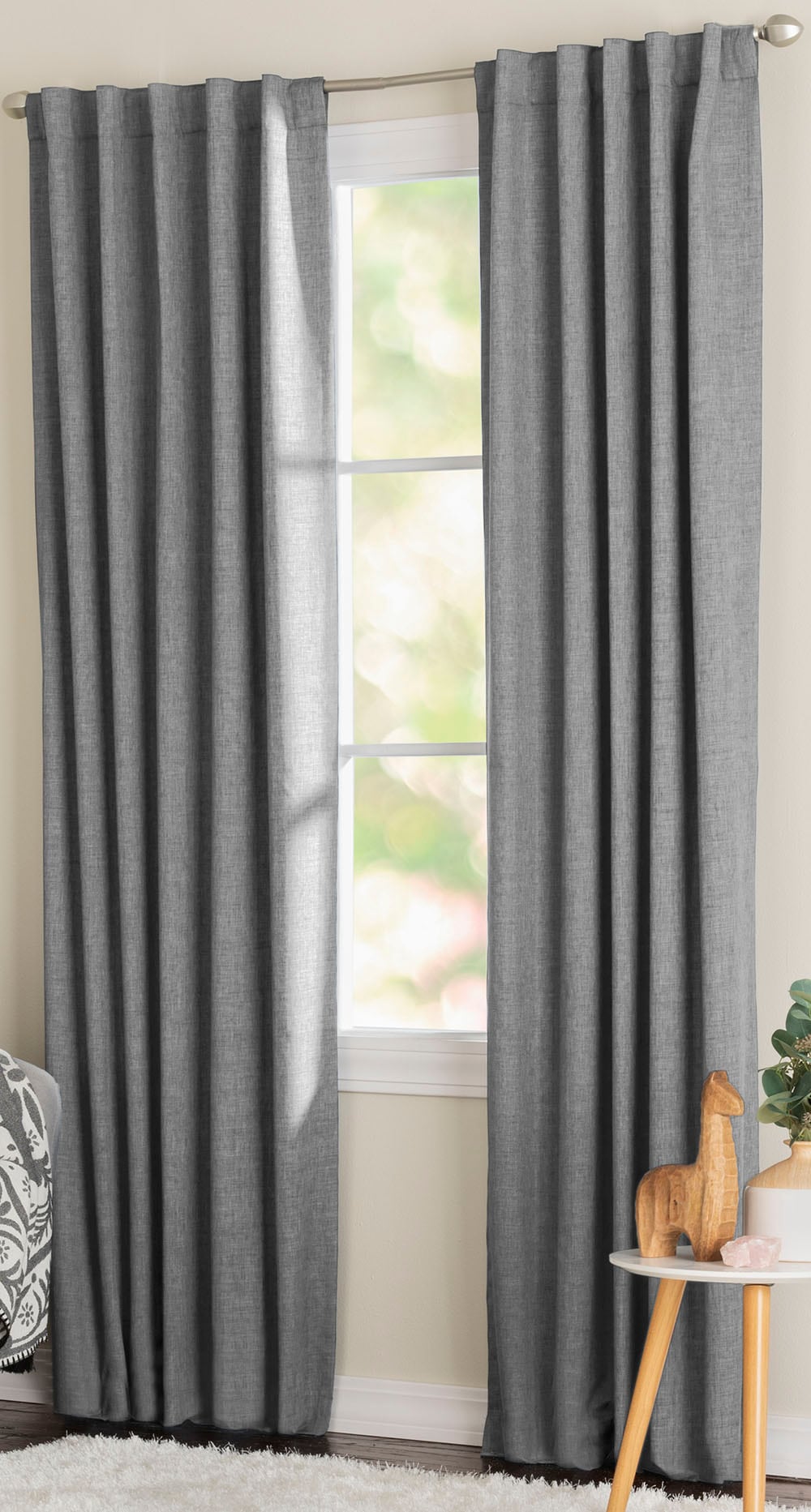 Grey Next Versatile Check Eyelet Blackout Curtains