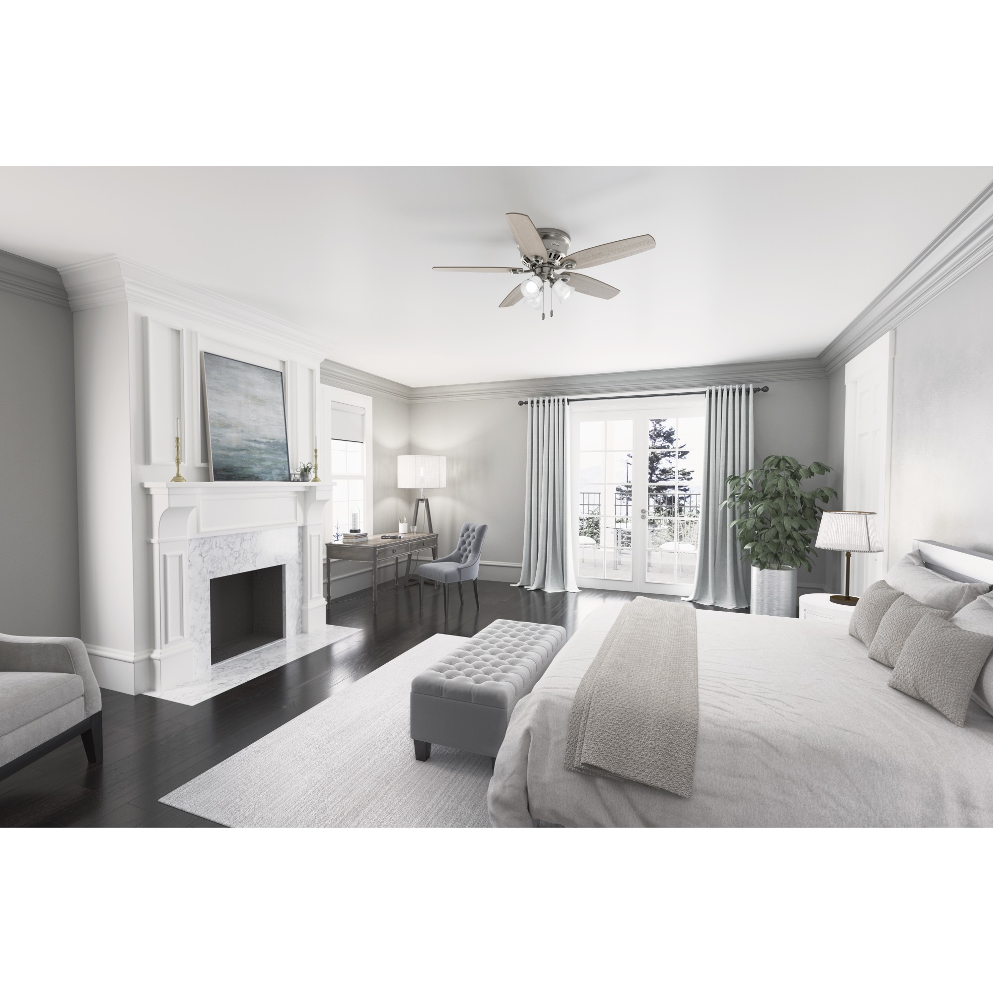Brushed Nickel 52" Low Profile Ceiling Fan with LED Lights