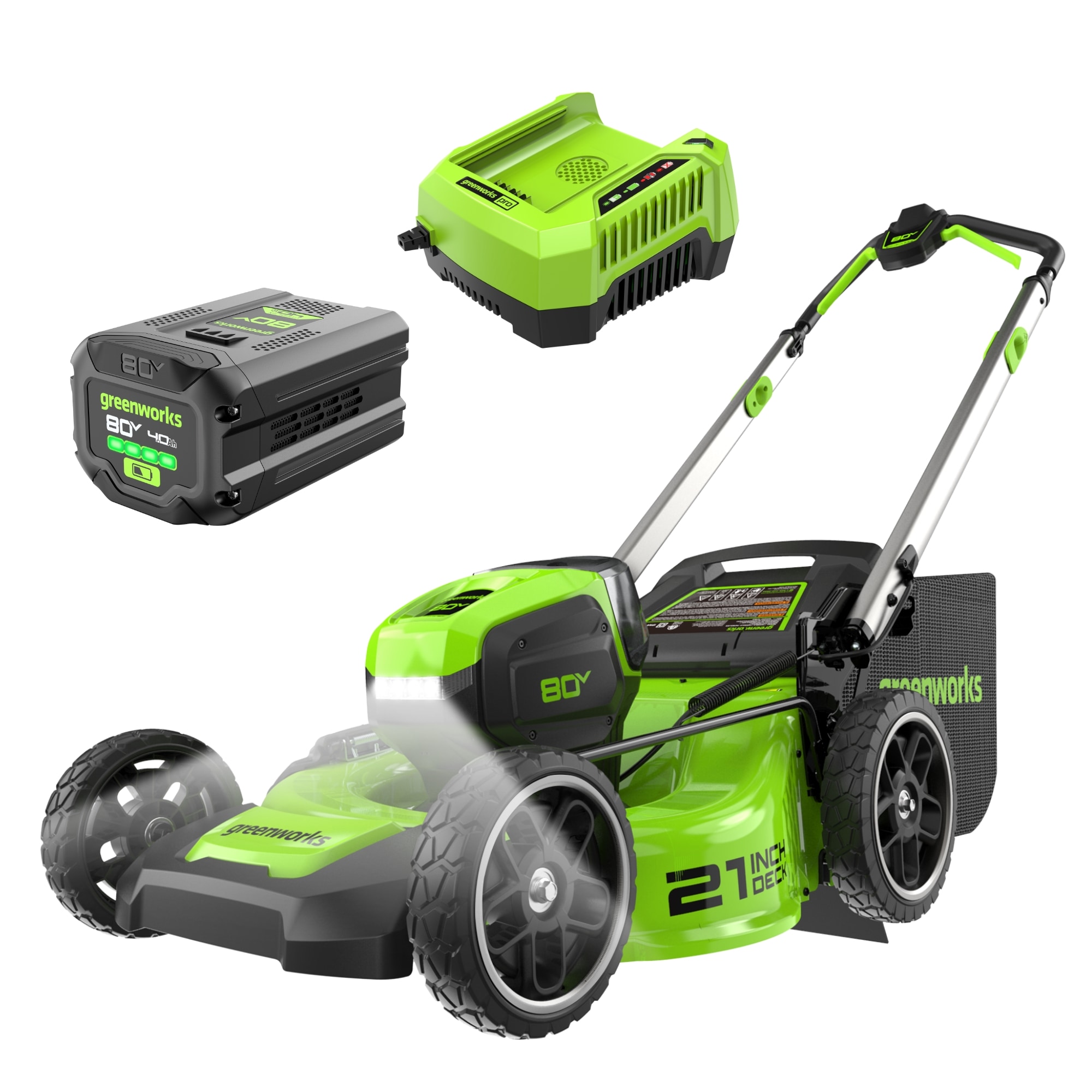 Greenworks MO80L415 80-volt, 21-in Push Battery Walk Mower with (1) 4 Ah Battery & Charger Included
