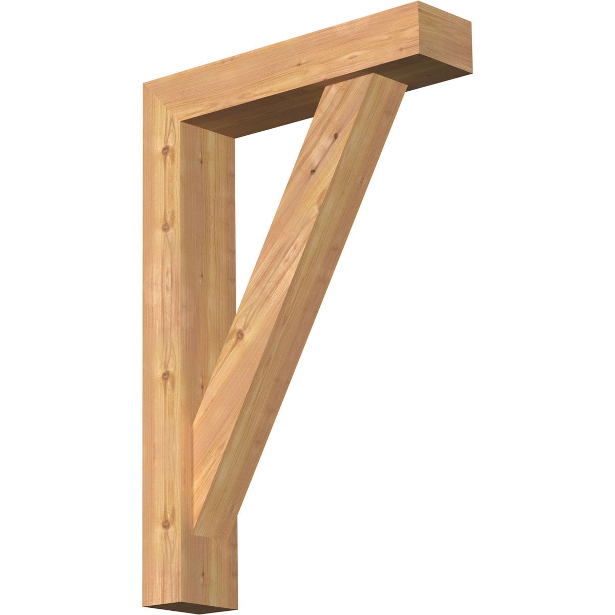 Ekena Millwork 1464848 Traditional Block Smooth Bracket with Offset Brace 5-1/2-in x 24-in x 36-in Western red cedar Brown Wood Standard bracket