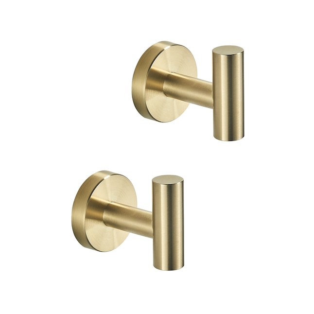 FORIOUS Brushed Gold Double-Hook Wall Mount Towel Hook in the Towel Hooks  department at