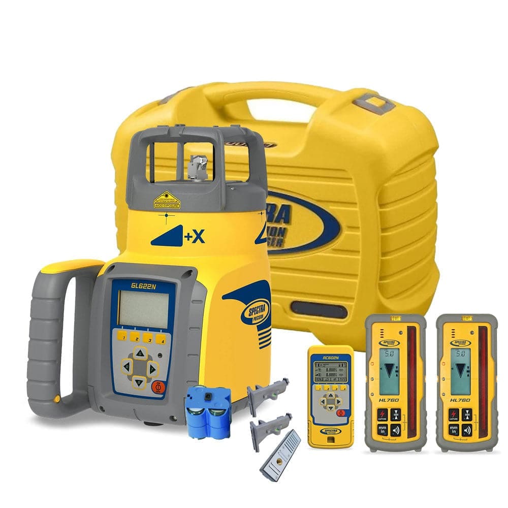 Spectra Precision GL622N-1  Lasers / Trimble GL622-1 Dual-Slope Grade Laser with 2 X Hl760 Laserometers Rod Clamps Rc602 Remote 10 Ah Nimh Batteries and Charger