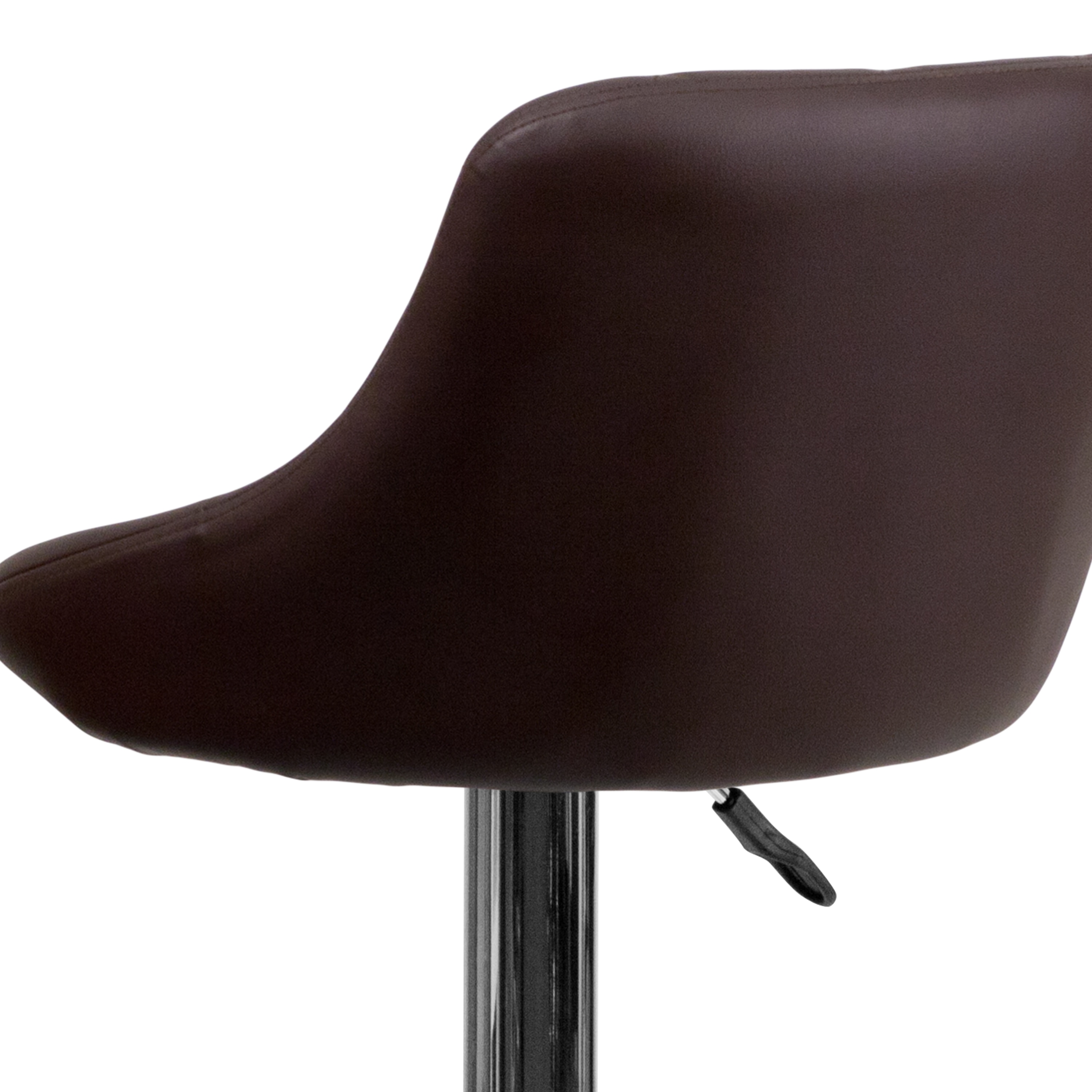 Brown Vinyl Adjustable Height Swivel Bar Stool with Chrome Base